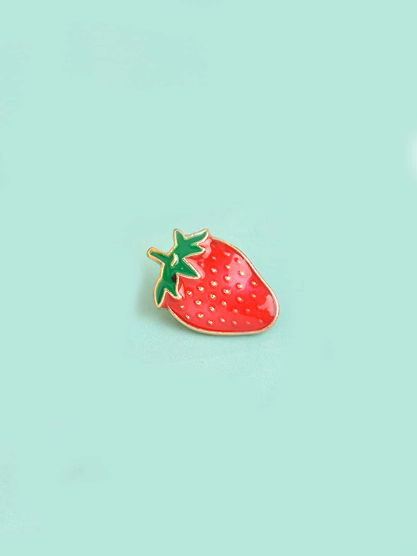 1pc Adorable Strawberry Shaped Brooch Fresh Fruit Enamel Pin For Kids, Cartoon Badge Jewelry Gift