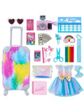 32 pcs American Doll Clothes and Accessories 18 Inch Doll Luggage and School Play Set - Suitcase, School Sets, Camera, Handbag, Sungalsses, Fit 18 inch Doll