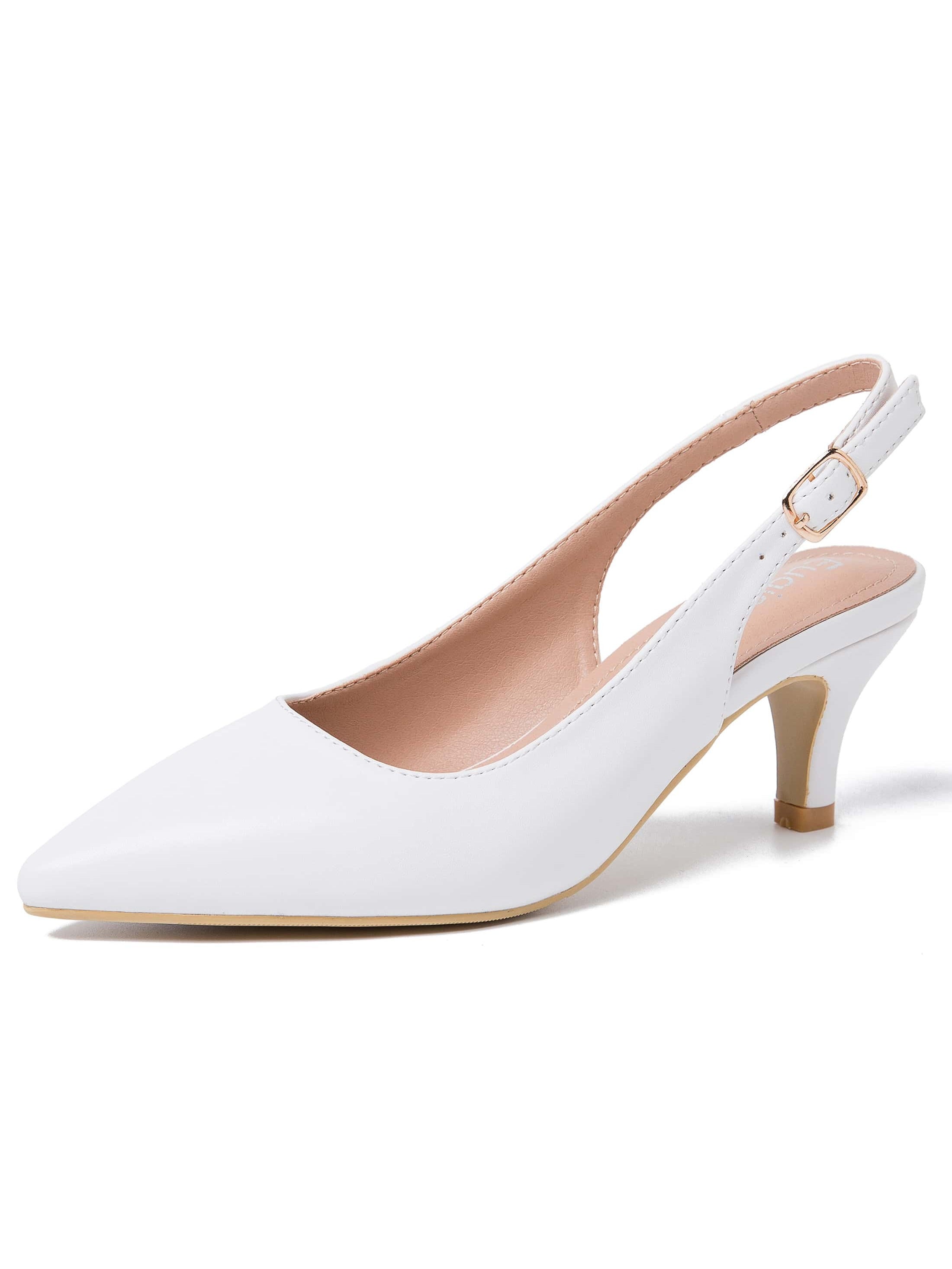 Fereshte Women's Slingback Kitten Heel Pointed Closed Toe Low Heel Pumps Elegant Comfortable Dress Wedding Evening Bridal Party Shoes