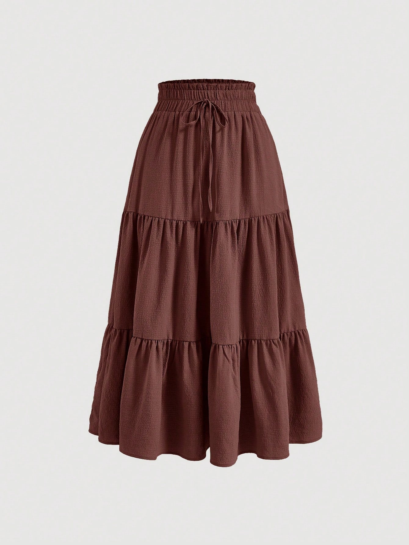 Solid Drawstring Waist Ruffle Hem Skirt