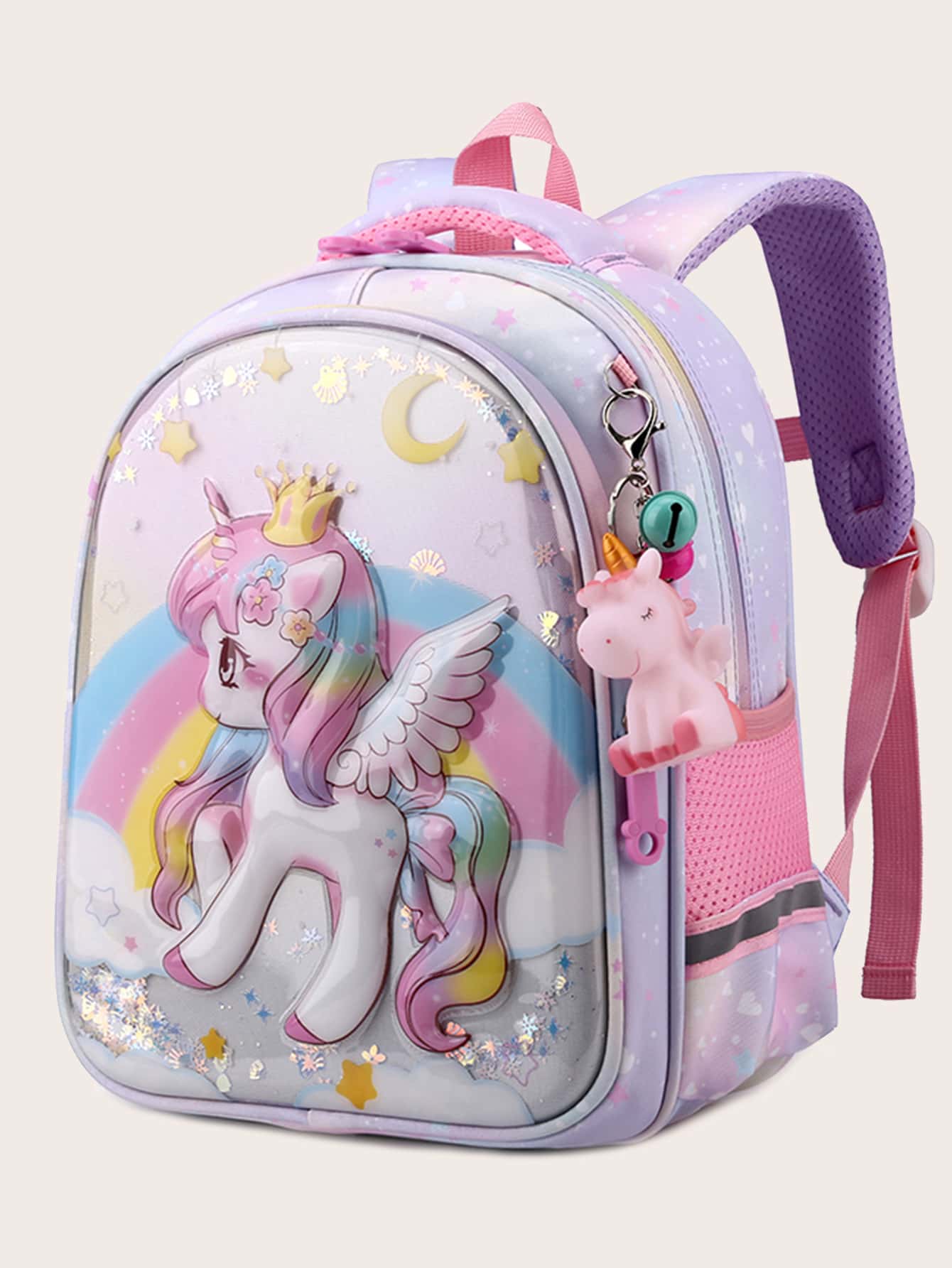 Cute Children's Backpack Cartoon Unicorn Pattern Book-Bag With Pendant