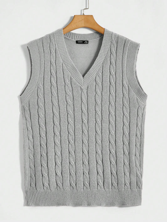 Men Cable Knit Sweater Vest