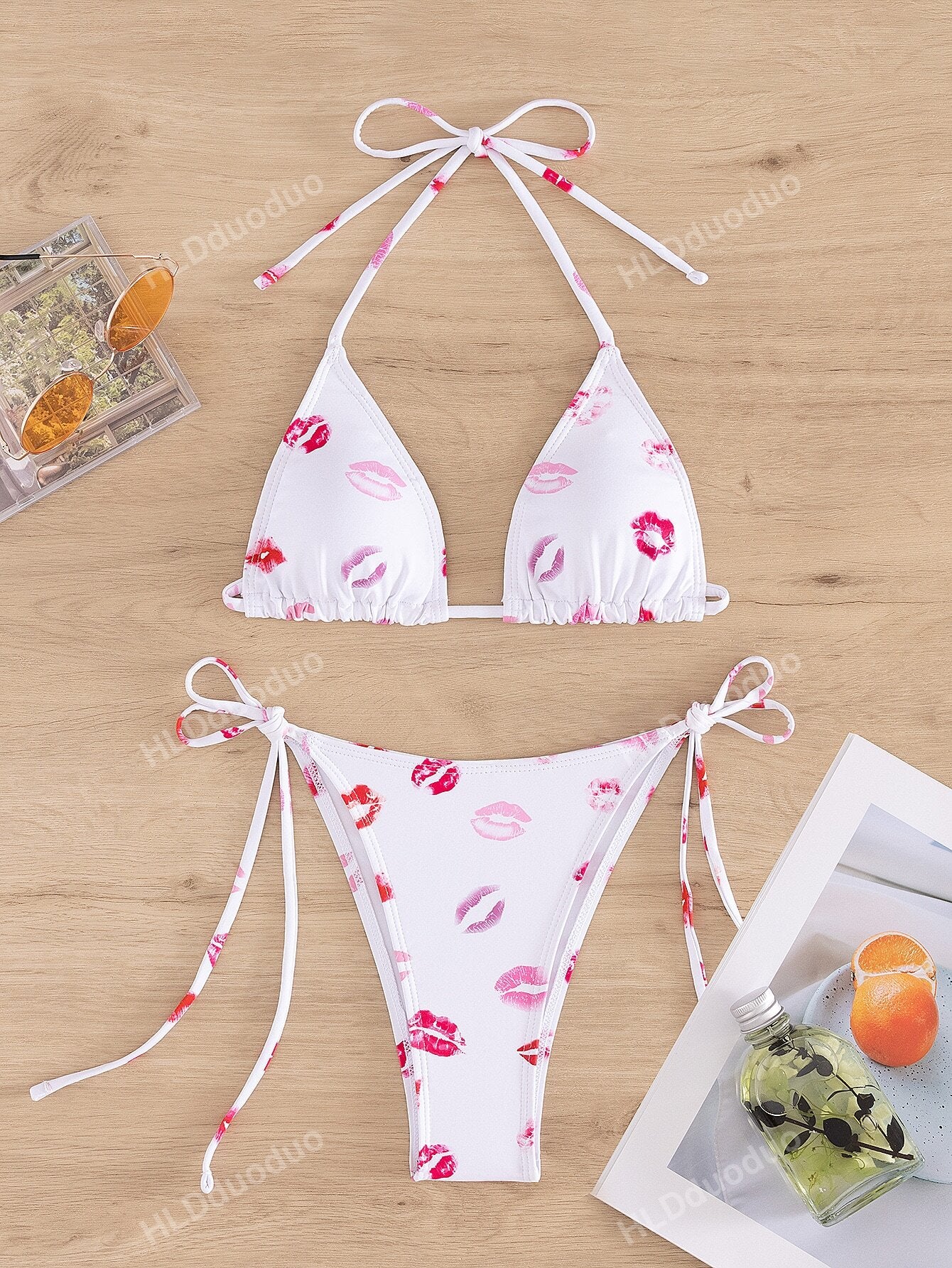 Women's Bikini Two Pieces Bikini Set, Sexy Halter Strap Triangle Swimwear Summer Beach