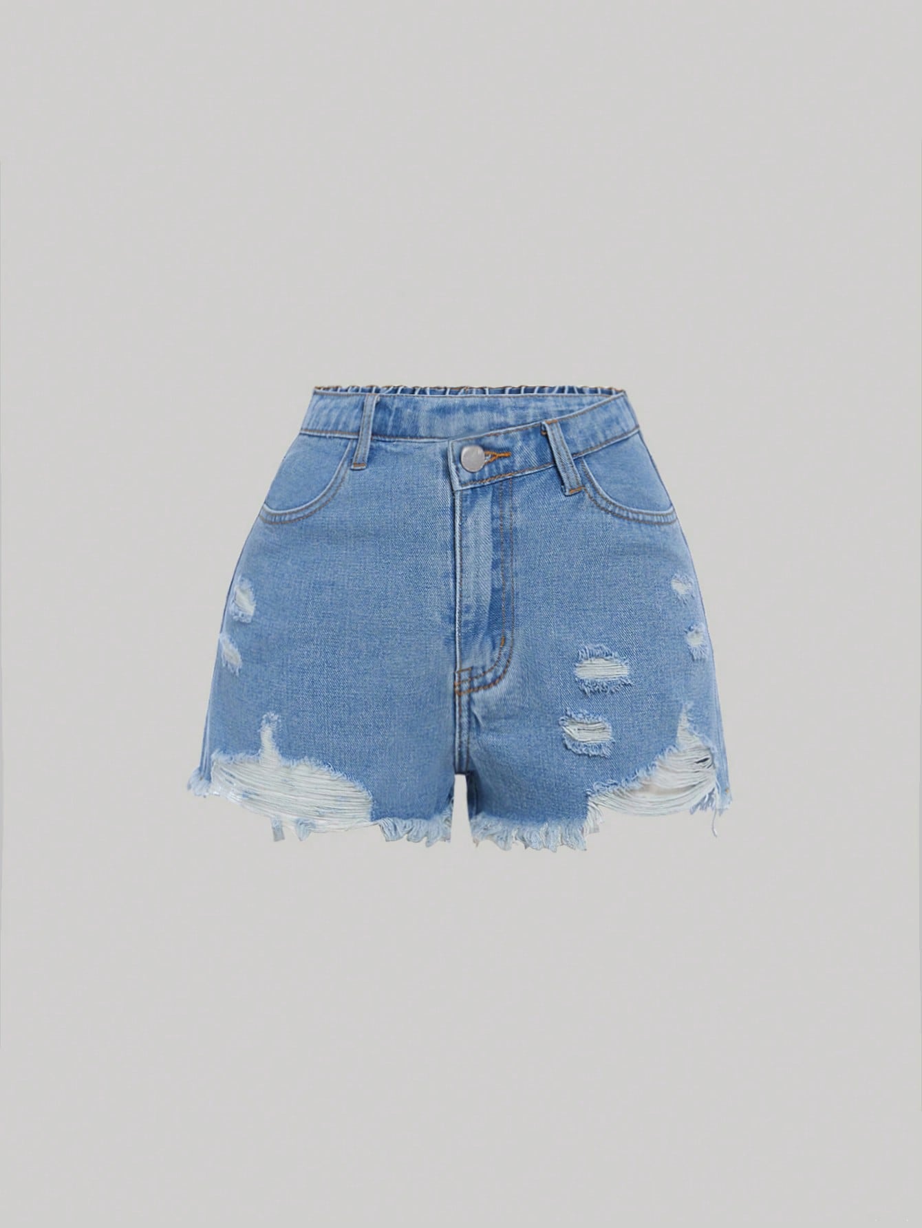 Teen Girl Ripped Raw Cut Denim Shorts