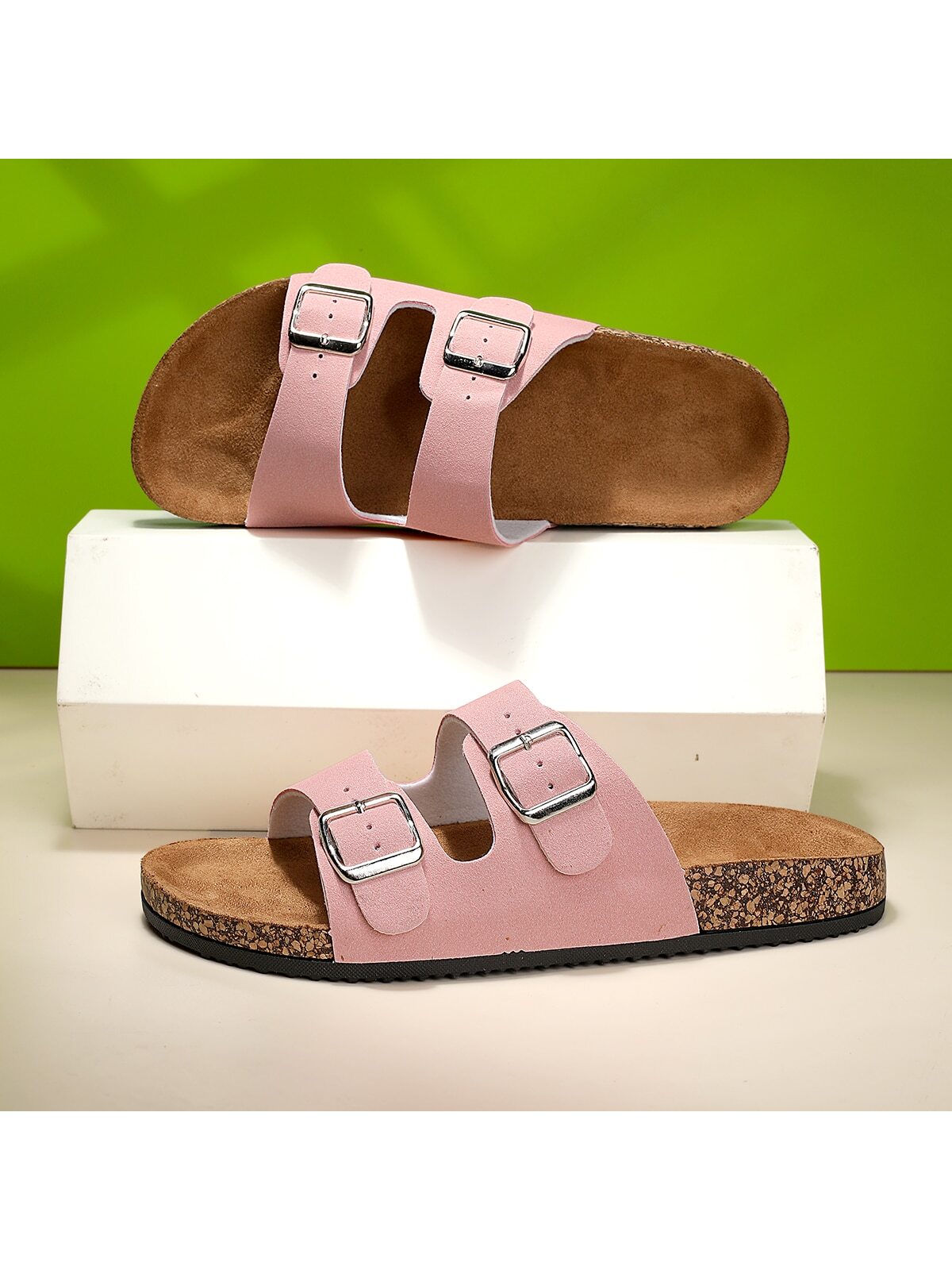 Trendy Buckle Flat Cork Slippers, Unisex Beach One-Strap Sandals, Fashionable Versatile Outdoor Casual Slipper For Summer