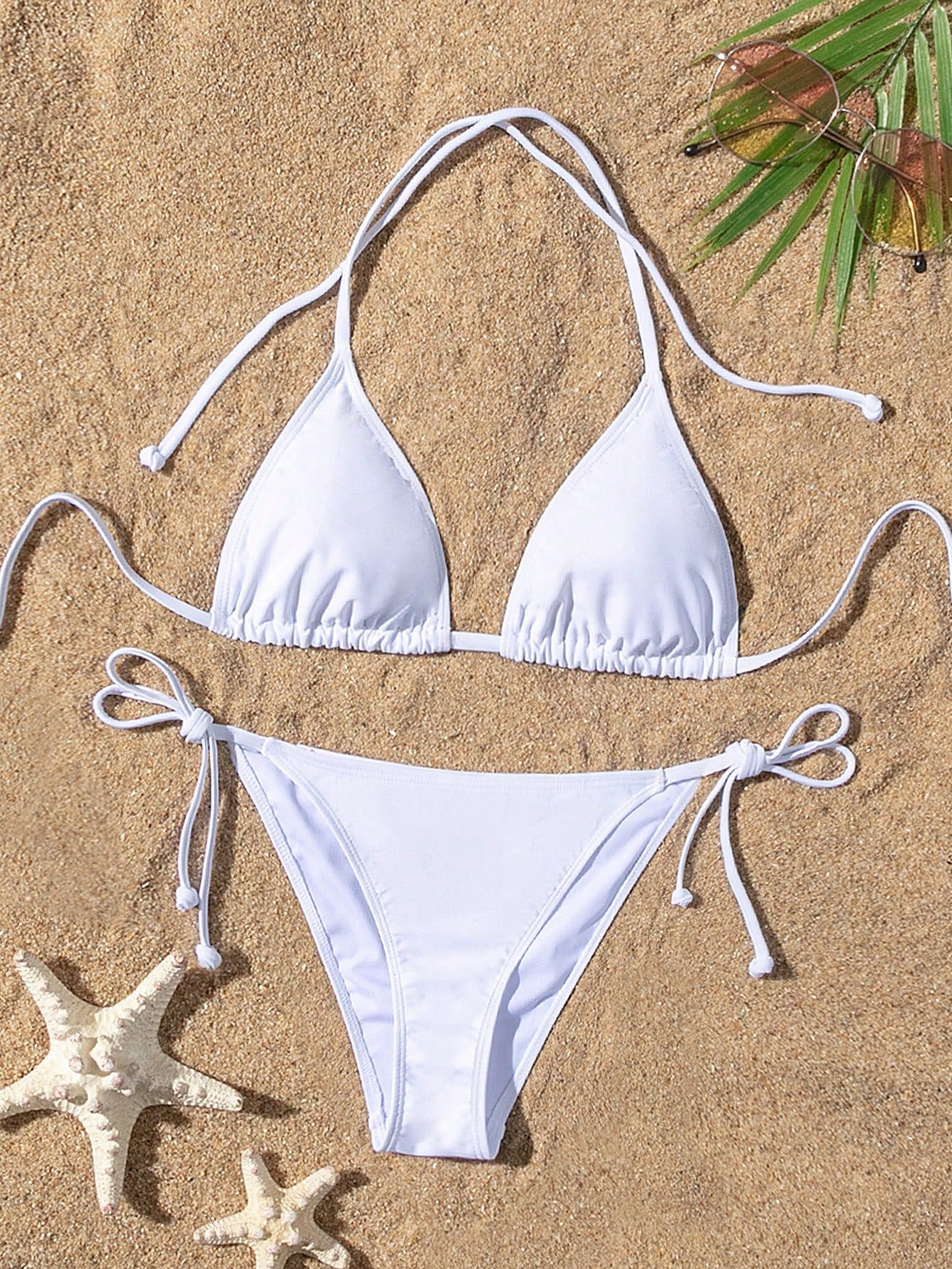 Swim Summer Beach Halter Triangle Tie Side Bikini Set