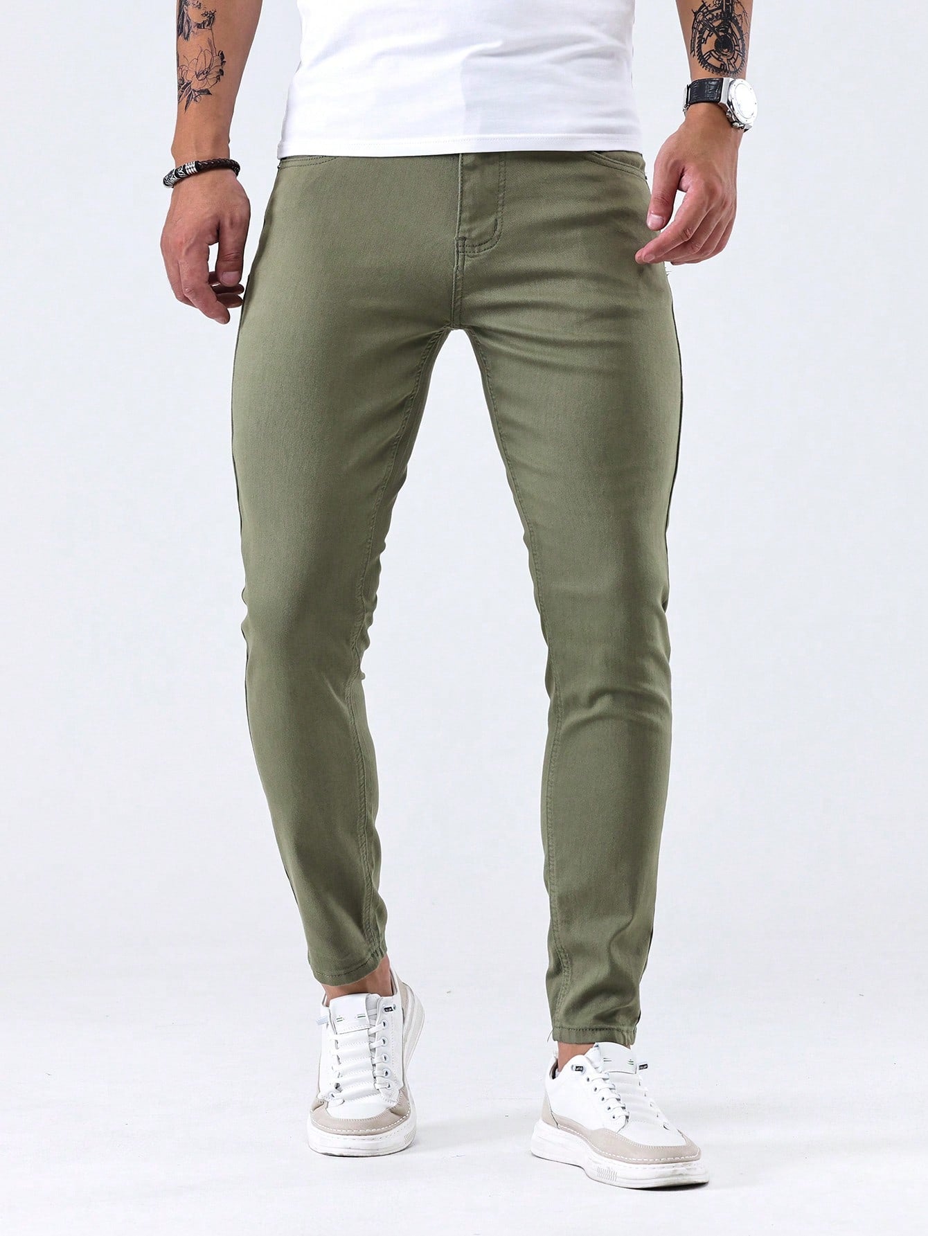 Men Cotton Solid Skinny Jeans