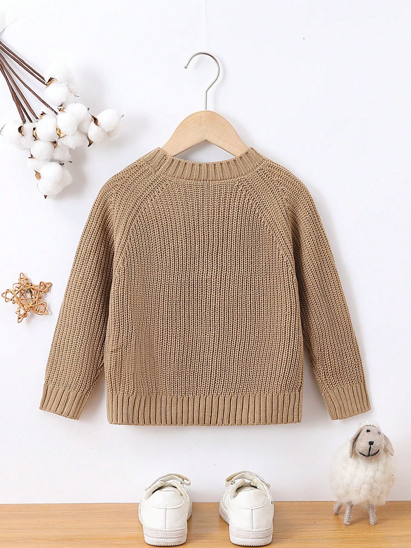 Young Boy Raglan Sleeve Ribbed Knit Sweater