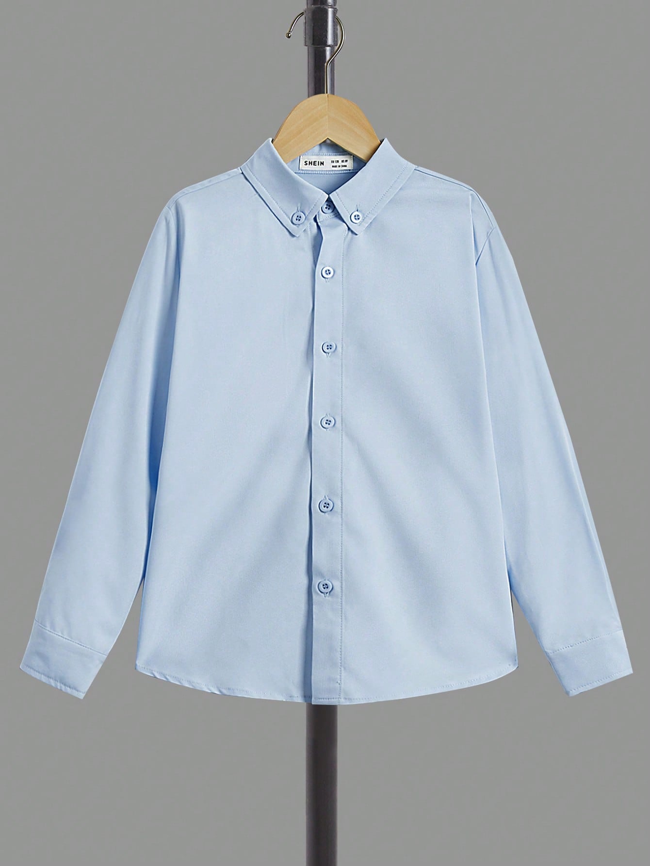 Tween Boy Spring And Autumn Season Casual Long Sleeve Button-Front Collared Shirt