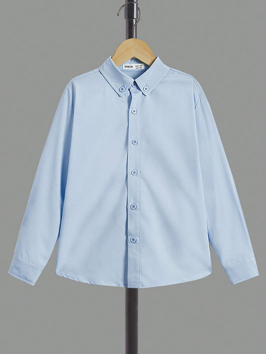 Tween Boy Solid Button Front Shirt