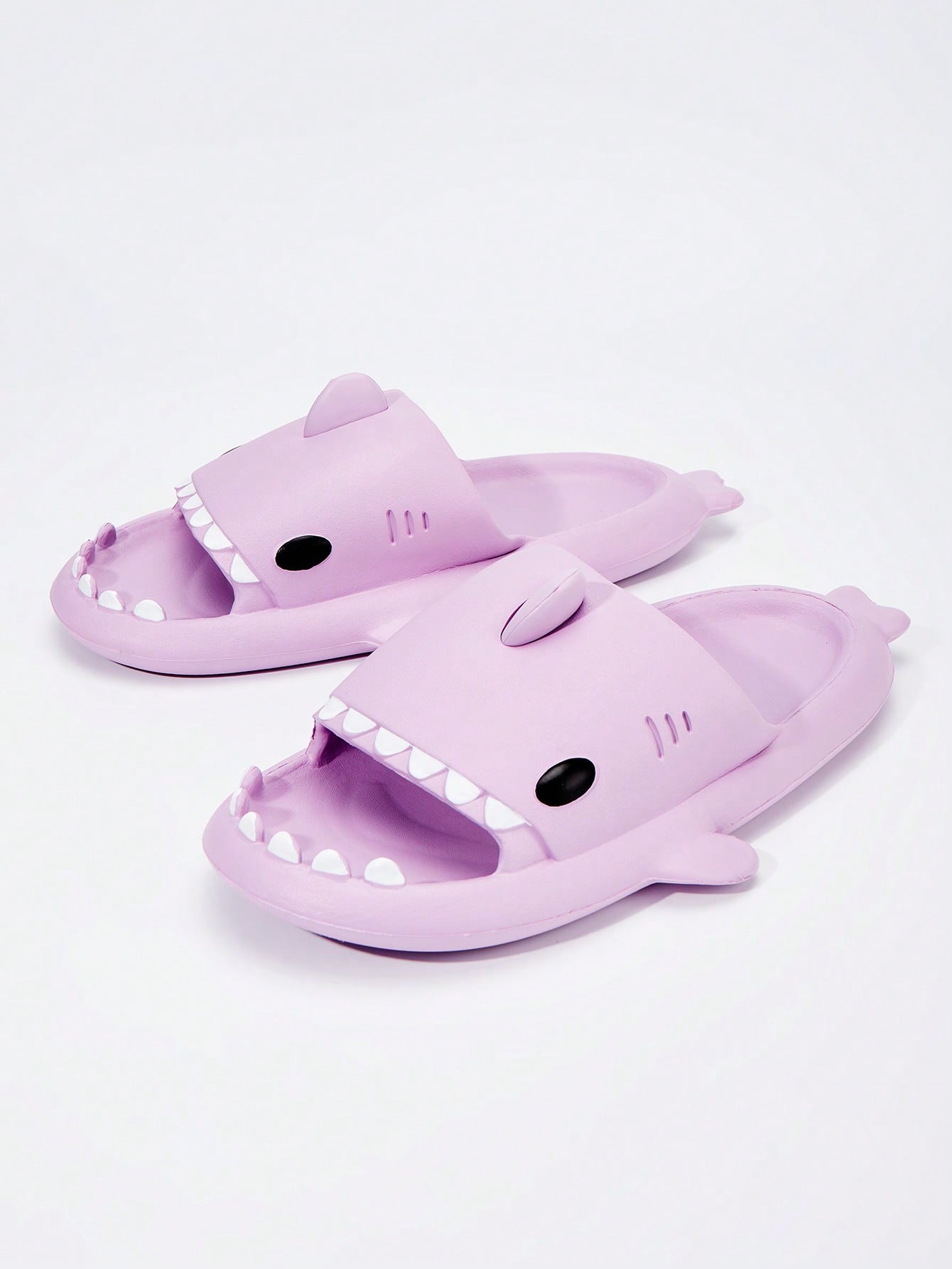 Fun Home Slippers Cute Shark Pattern Open-Toed Slippers Couples Indoor Anti-Slip Silent Women Slippers