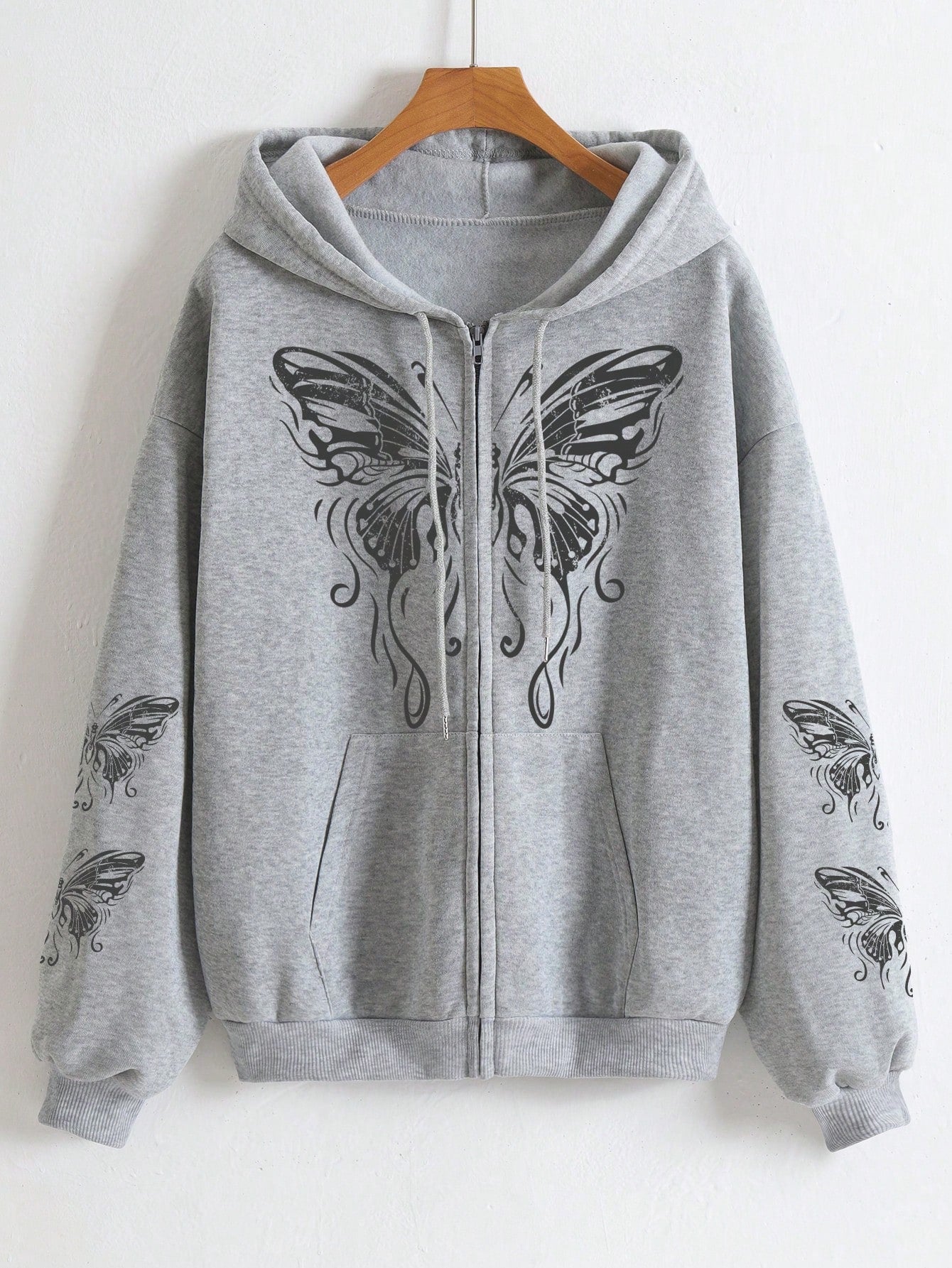 Zip Up Drawstring Thermal Lined Hoodie