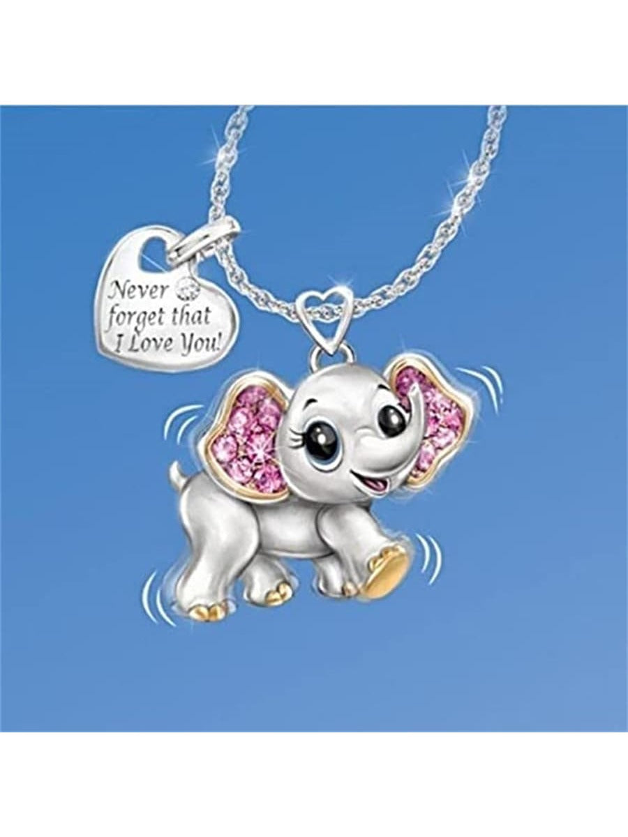 1 Adorable Elephant For Children, Never Forget I Love You. Engraved Hanging Tag And Collarbone Chain Suitable For Daily Wearing Of Birthday Gifts