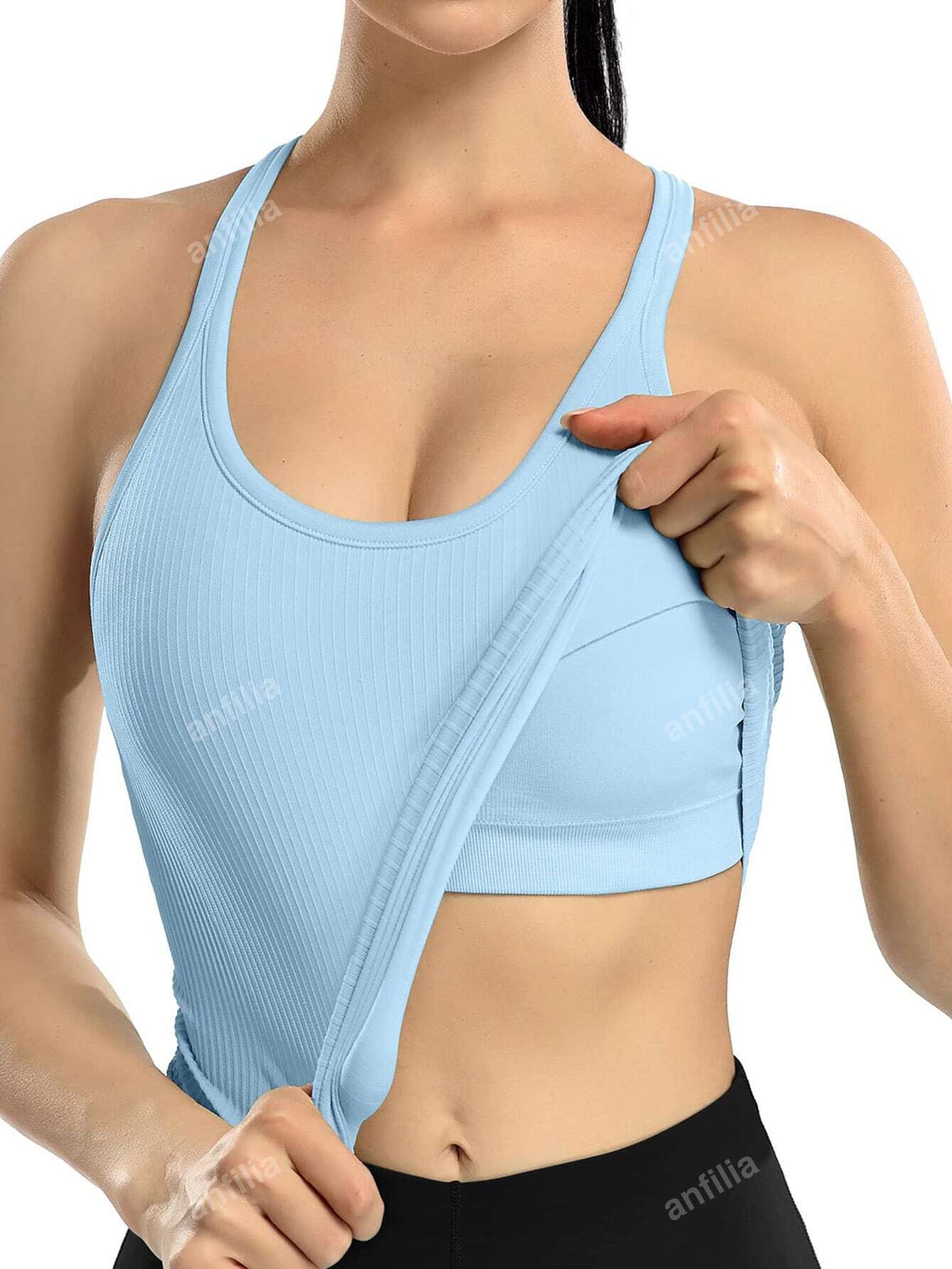 Women's Solid Color Round Neck Padded Sports Tank Top