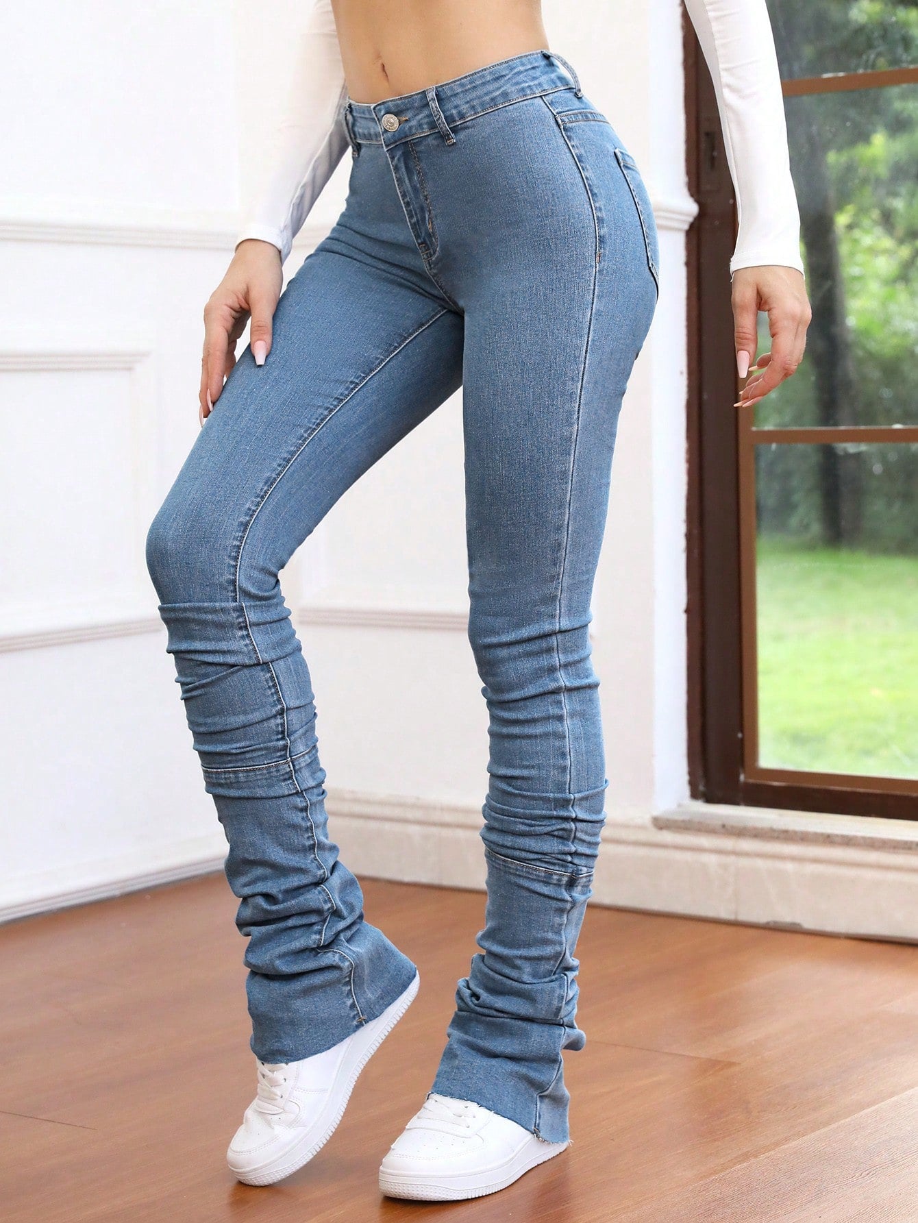 Frenchy Slant Pocket Stacked Jeans