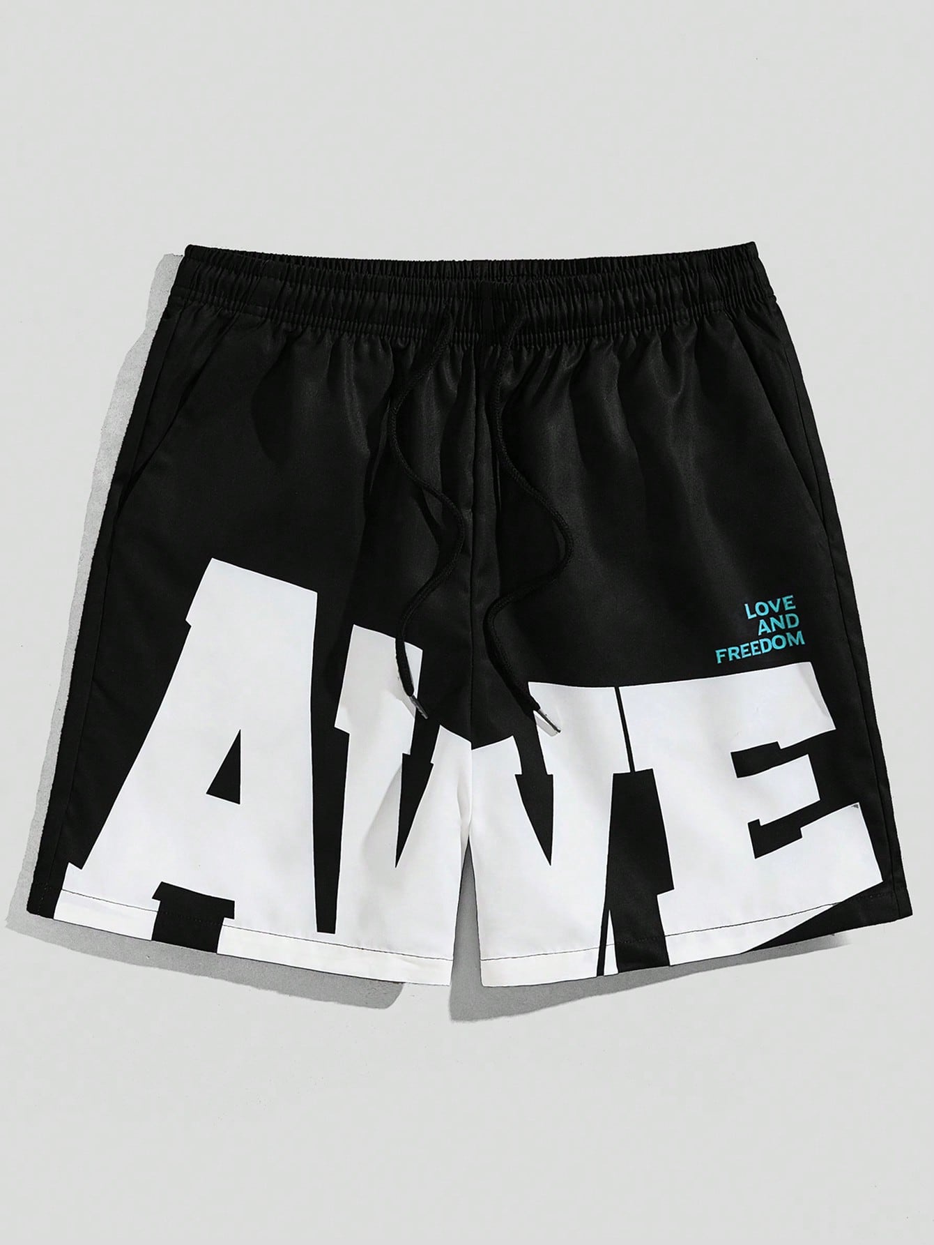 Street Life Men's Drawstring Waist Letter Print Shorts