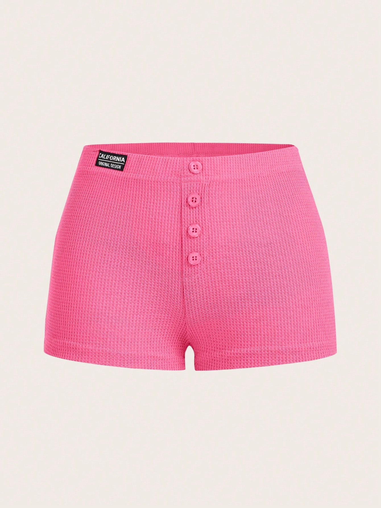 Letter Patched Detail Button Front Shorts