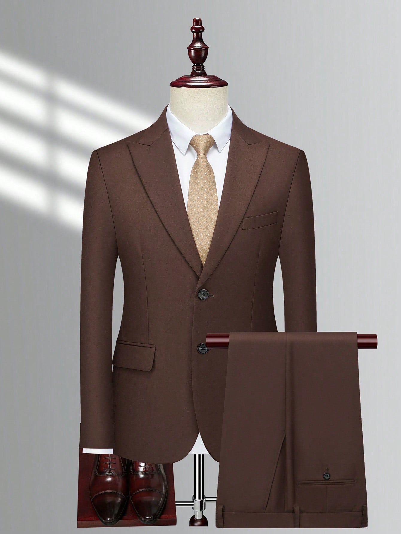 Men 1pc Peak Collar Blazer & 1pc Suit Pants