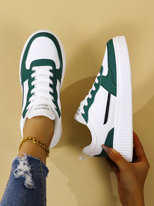 Women's Casual Athletic Sneakers, Comfortable, Breathable, Lightweight, Green Shoelace