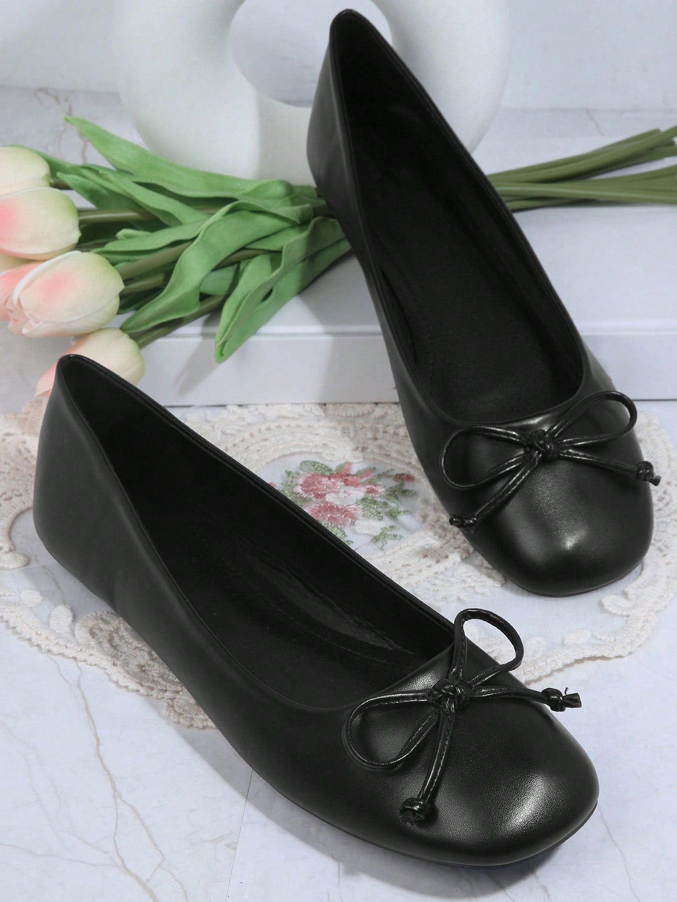 Women Fashionable Bowknot Flat Shoes, Solid Color