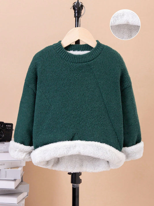 Tween Boy Drop Shoulder Thermal Lined Sweater