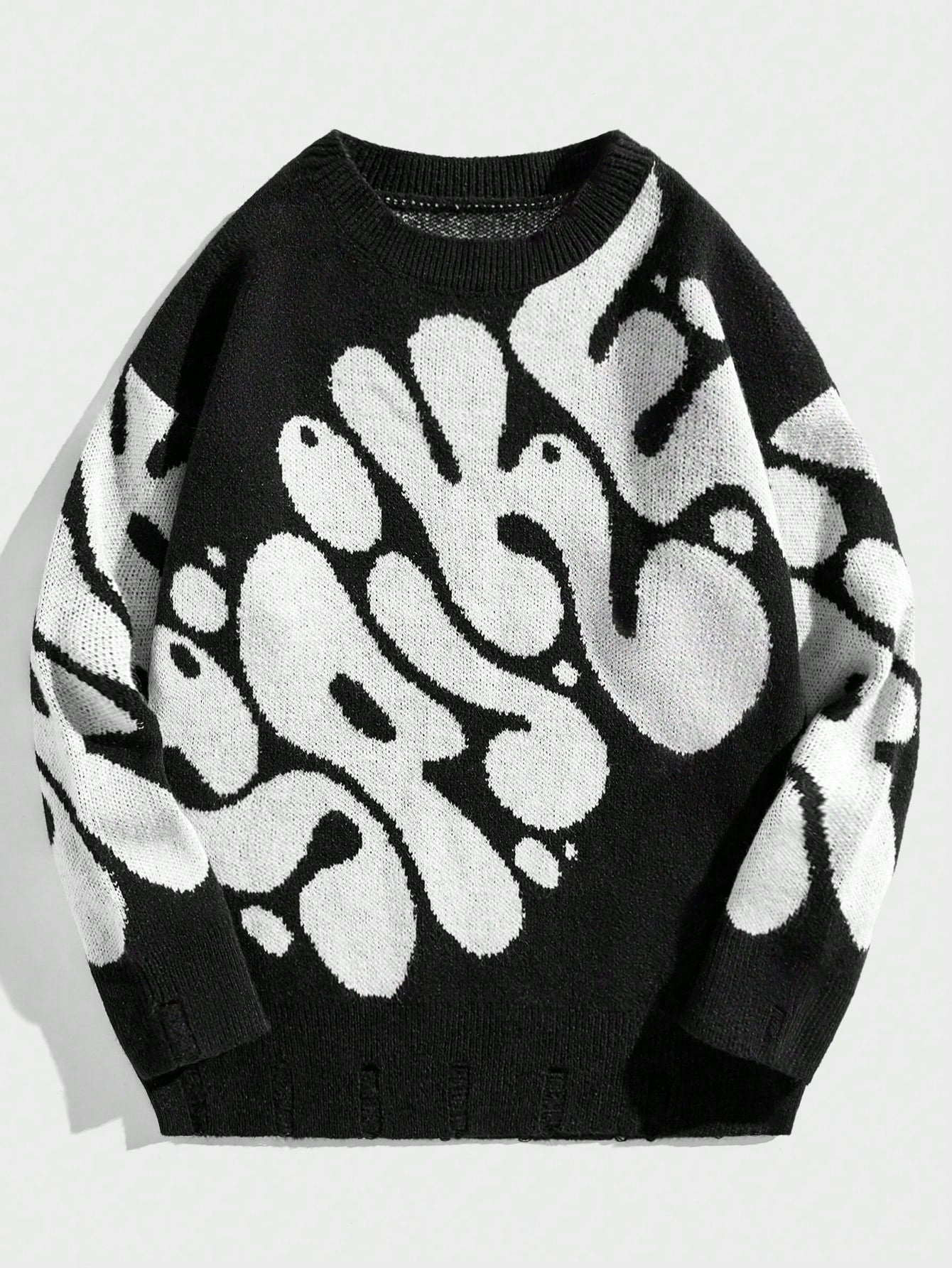 Street Life Men Letter Pattern Drop Shoulder Sweater