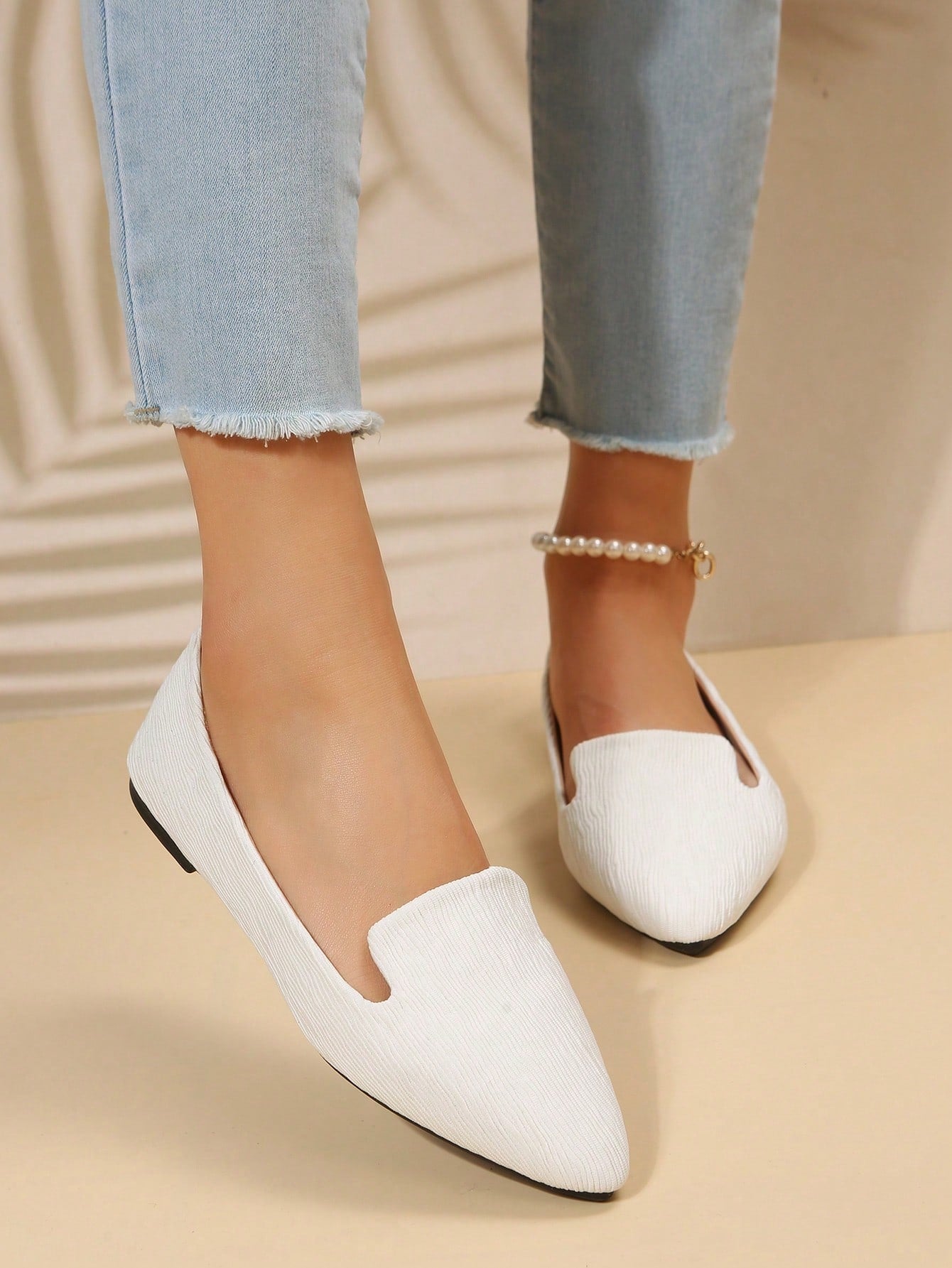 Plus Size Women's Shallow Mouth Pointed Toe Flat Shoes, Fall, Soft Bottom Daily Outdoor Work Shoes, Driving Shoes, Solid Color