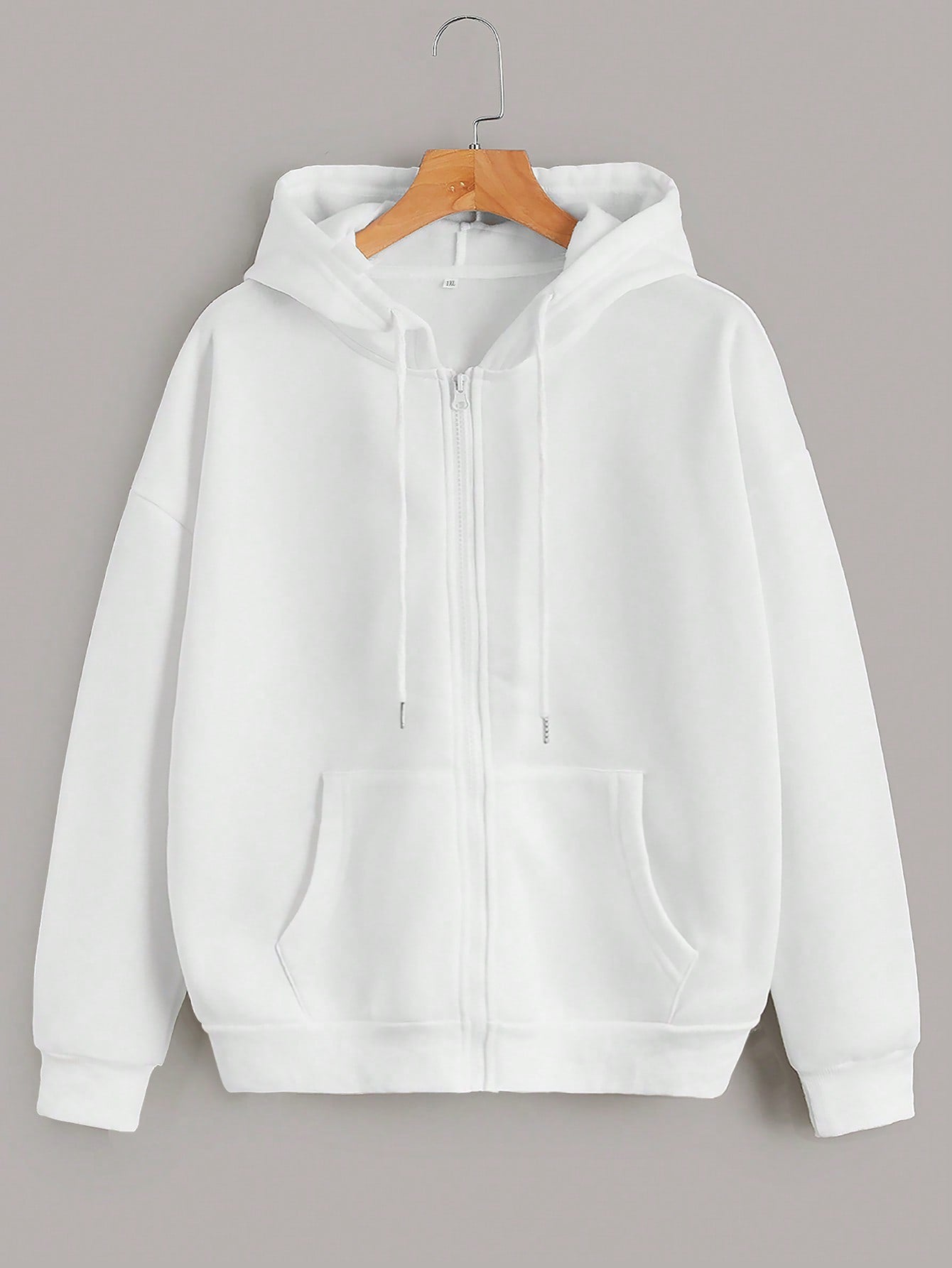 Plus Zip Up Drawstring Thermal Lined Hoodie