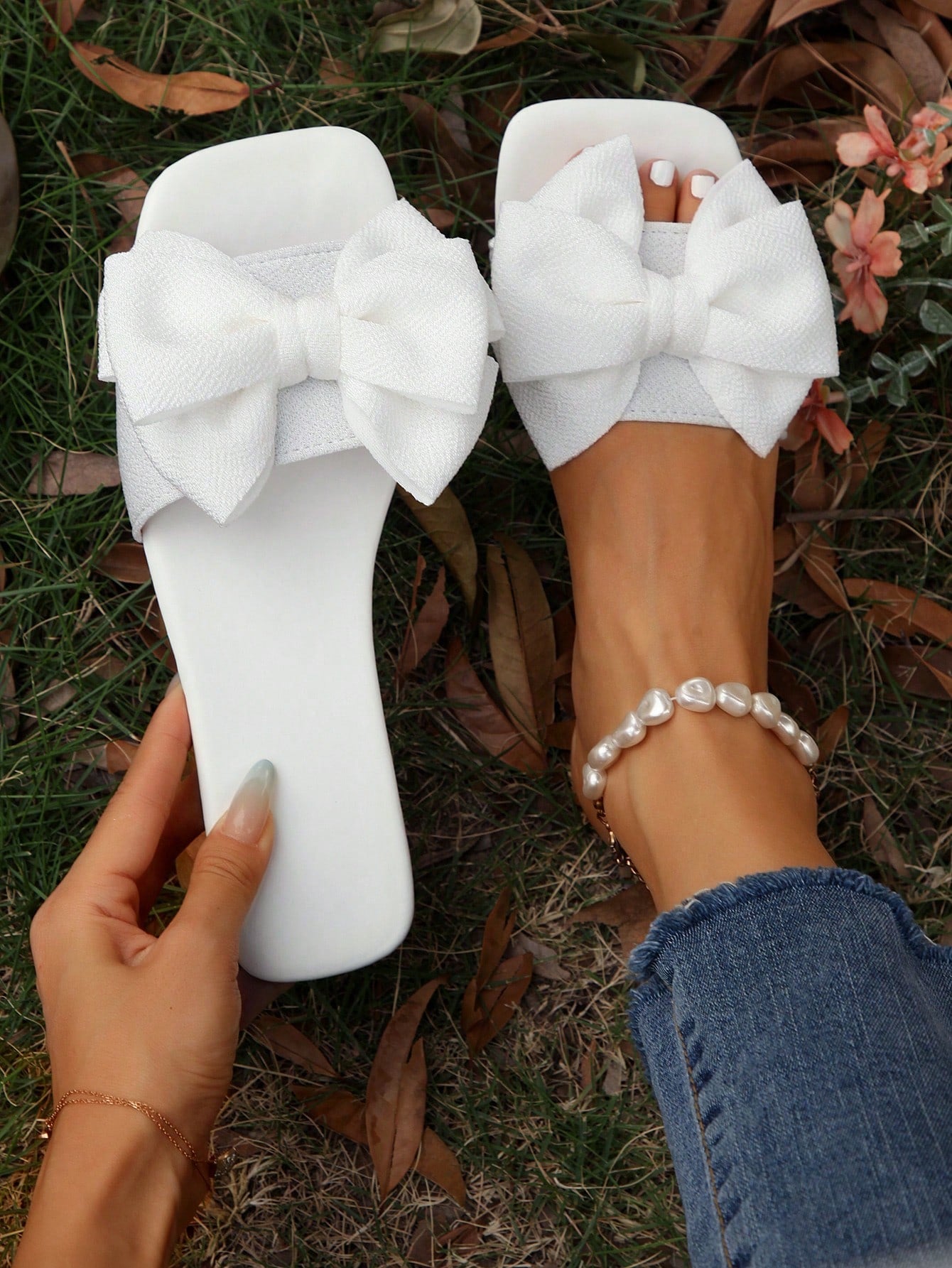 Bow Knot Slipper For Women, Open Toe Flat Hot Pink Sandals With Non-Slip Sole And Cute Bow Tie Decor, Perfect For Beach Or Casual Wear