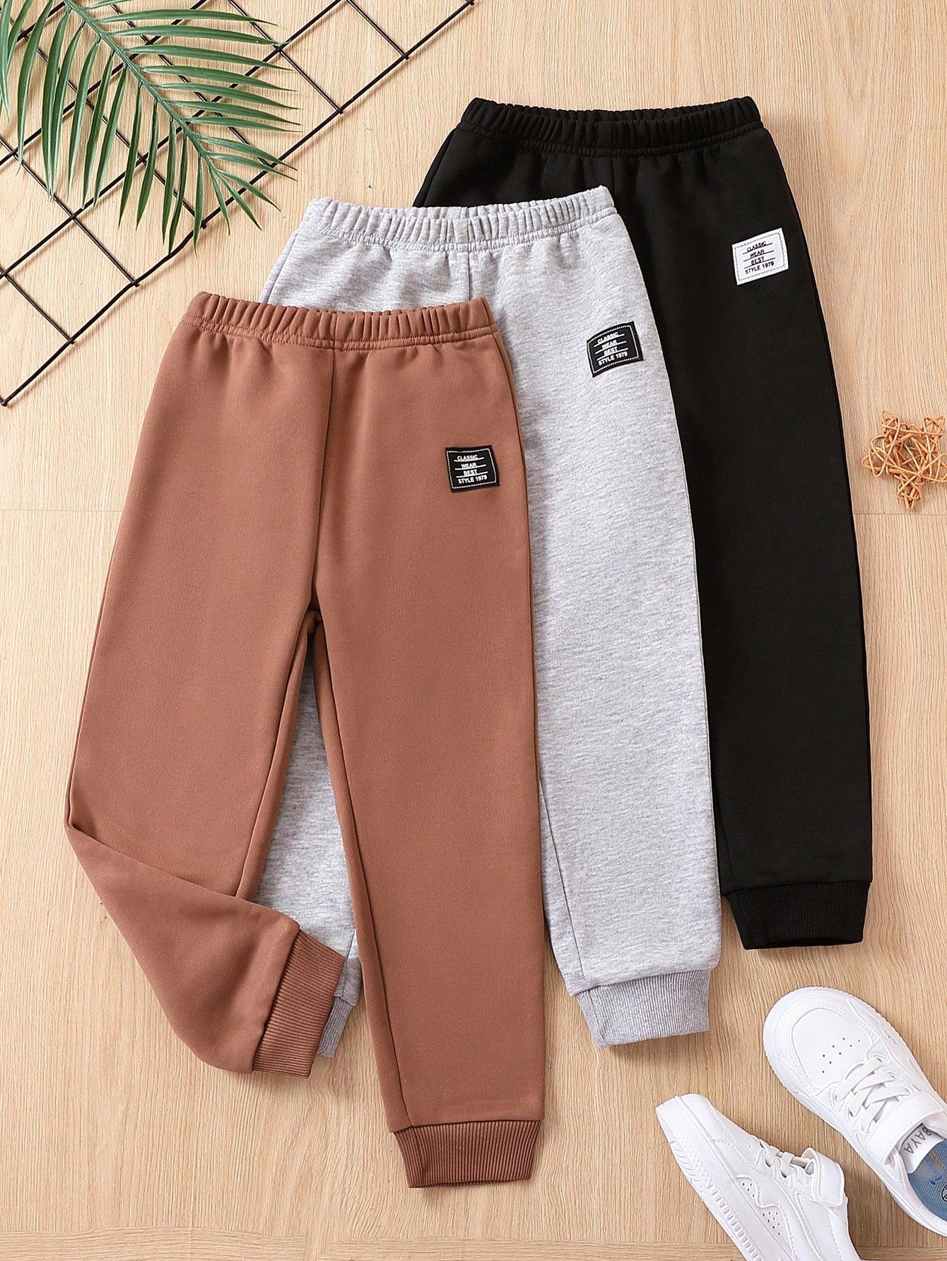 Young Boy Basic Casual Versatile 3pcs Sweatpants