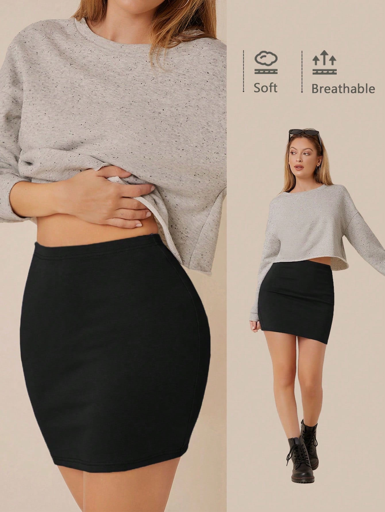 Solid Bodycon Mini Skirt