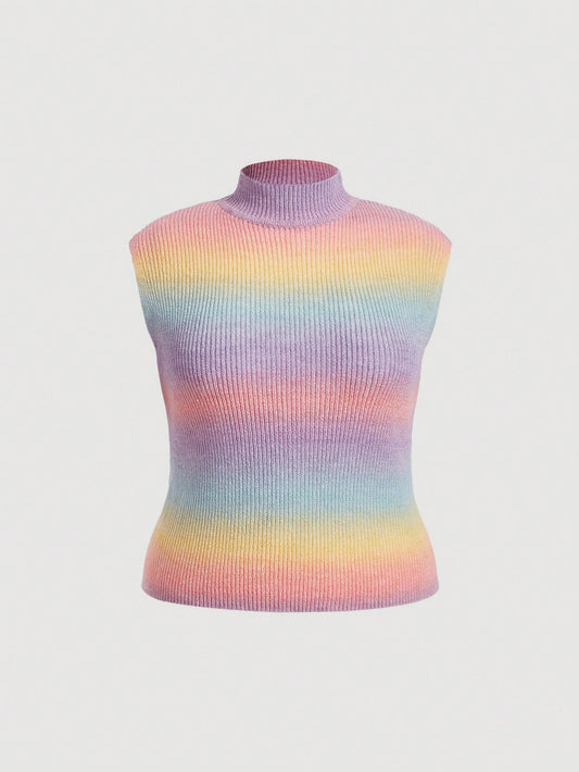 Plus Ombre Mock Neck Sweater Vest