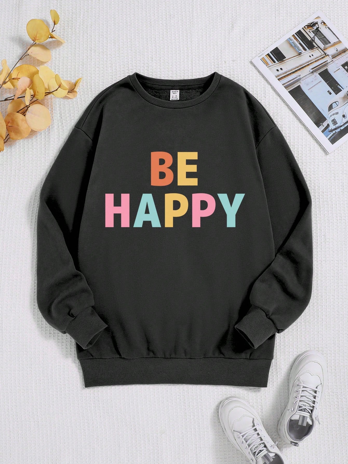 Teen Girl Slogan Graphic Drop Shoulder Sweatshirt