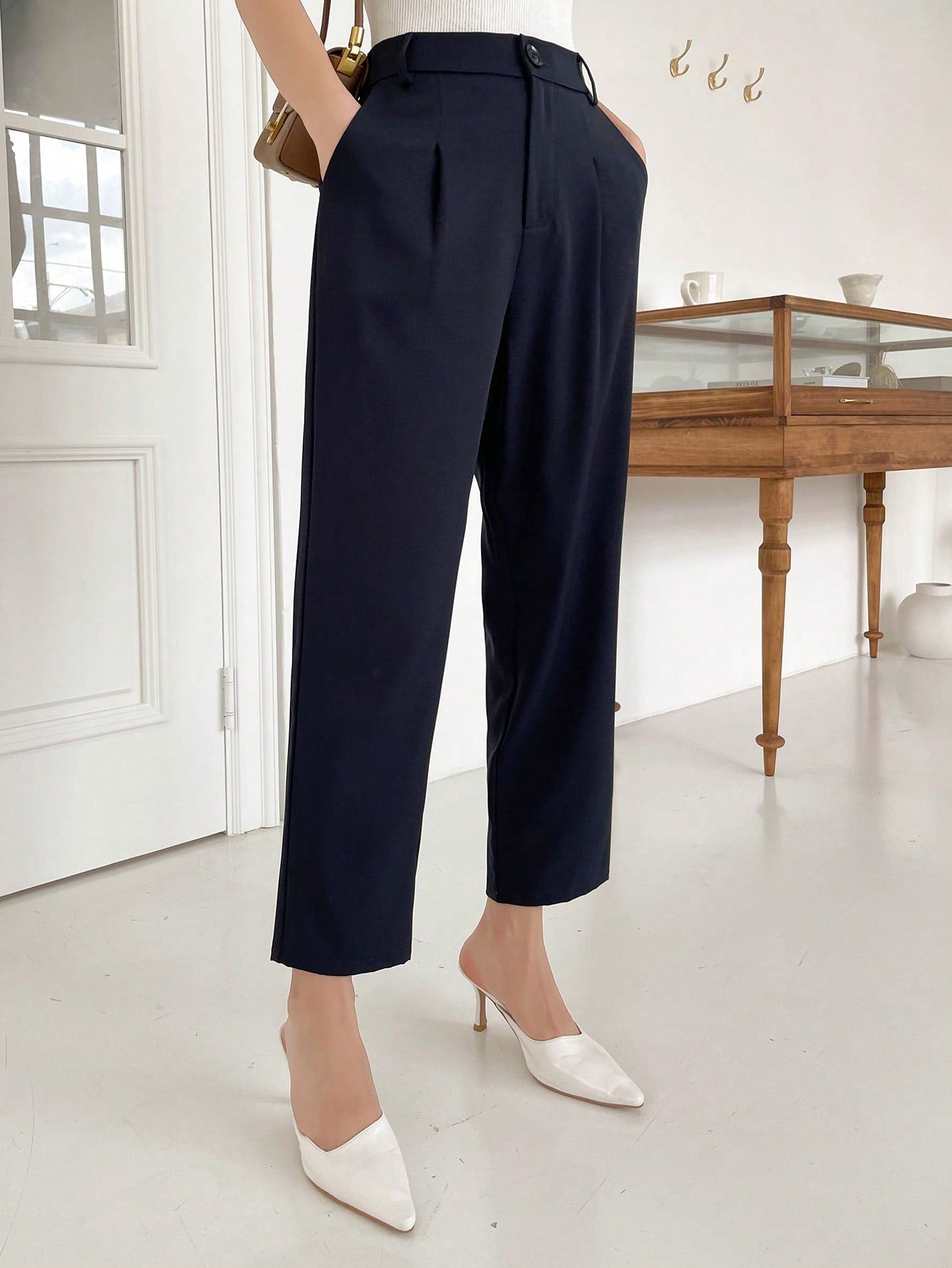 DAZY High Waist Plicated Detail Tailored Pants