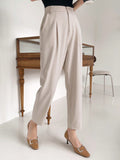 High Waist Plicated Detail Suit Pants