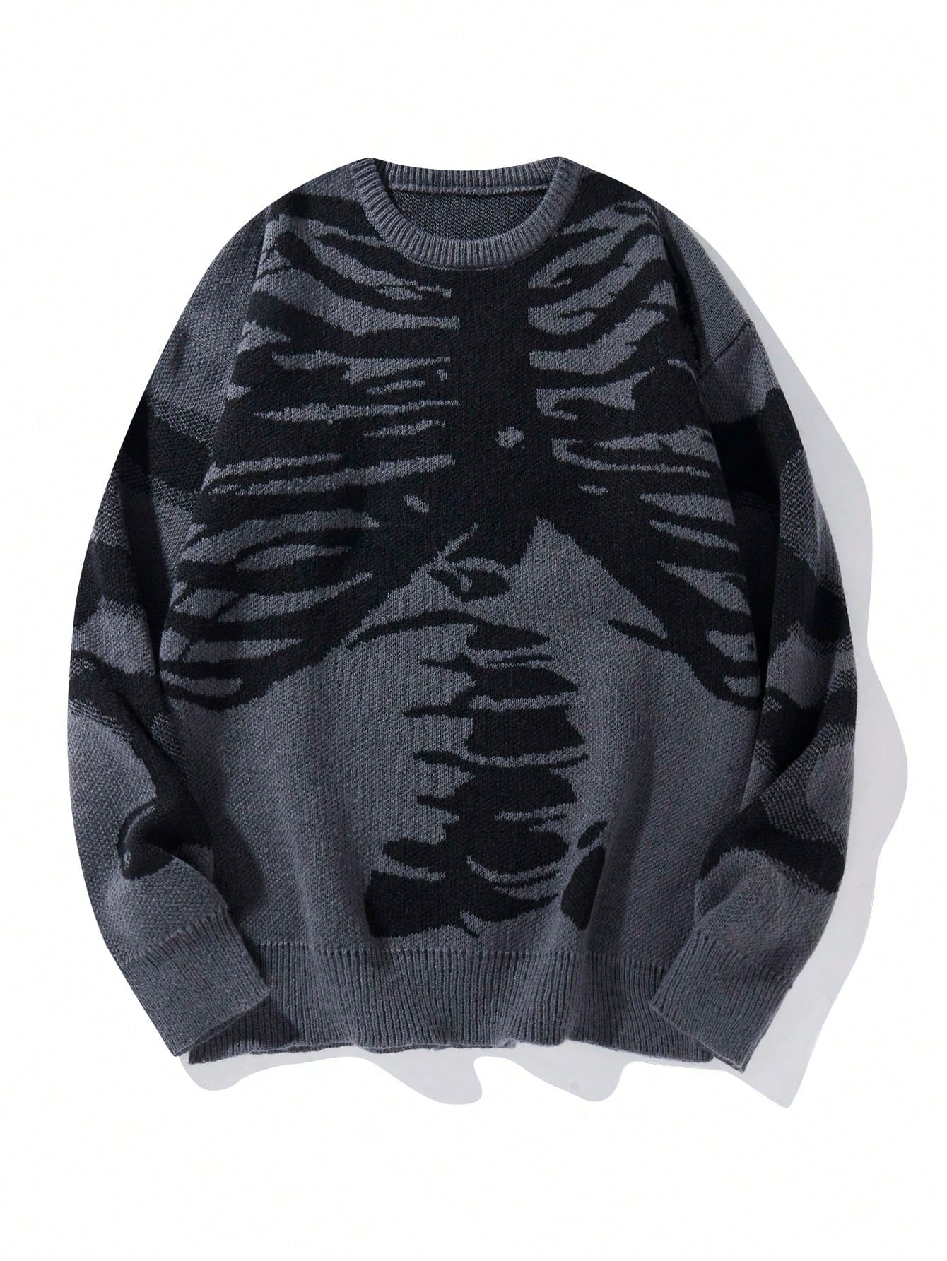 Men Halloween Skeleton Pattern Drop Shoulder Sweater