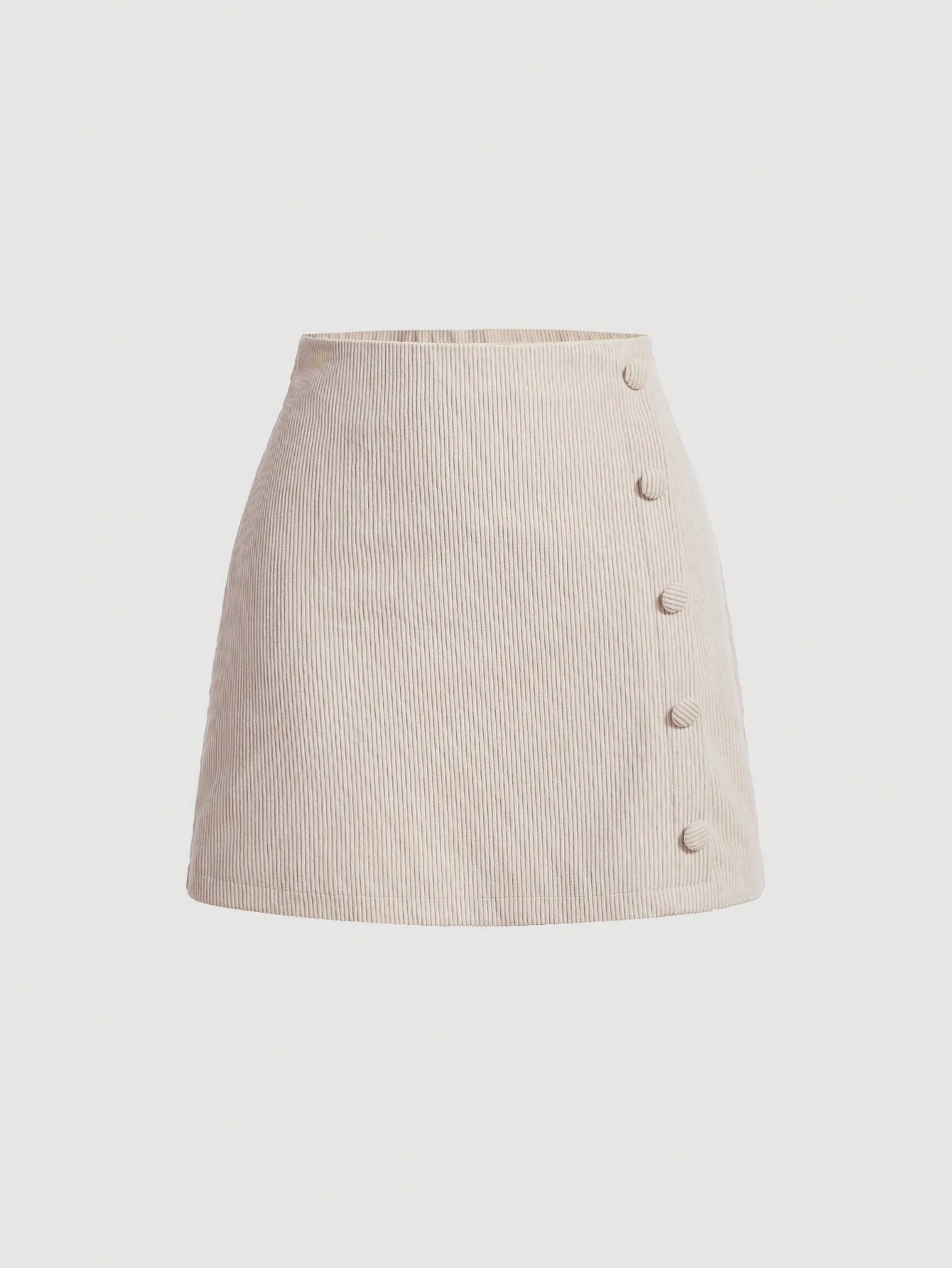 Button Front Corduroy Skirt