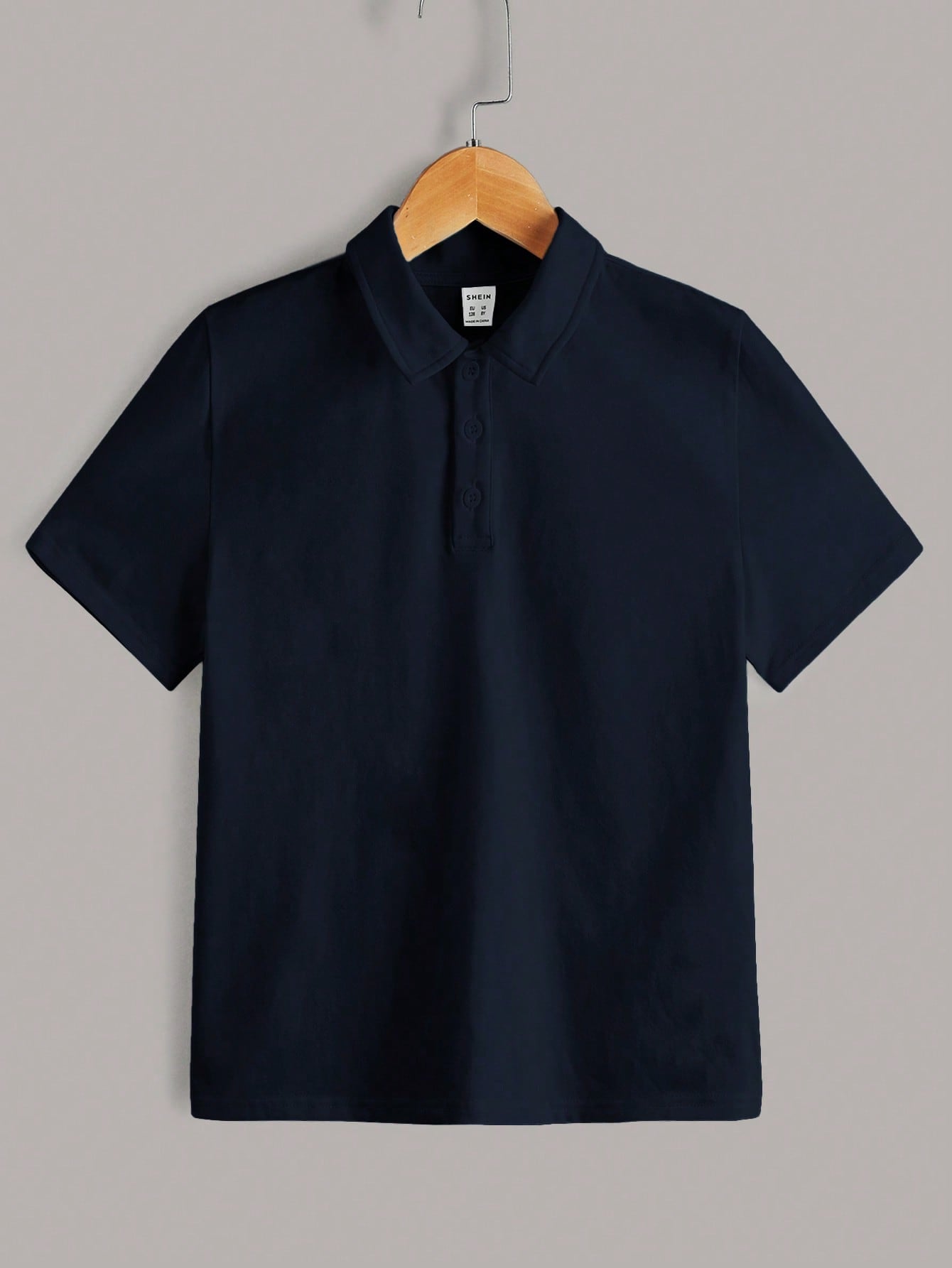 Tween Boy Preppy Style Casual Navy Blue Polo Shirt