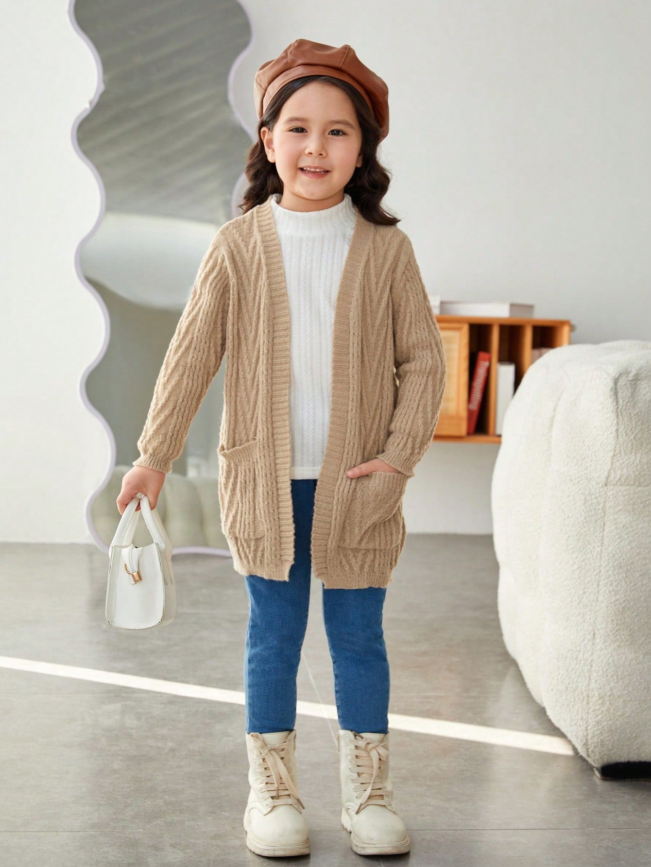 Young Girl Casual Long Sleeve Knitted Cardigan