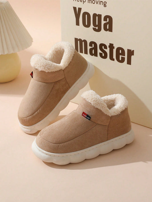 Ladies' Fashionable Furry Winter Warm Indoor Slippers Boots For Home