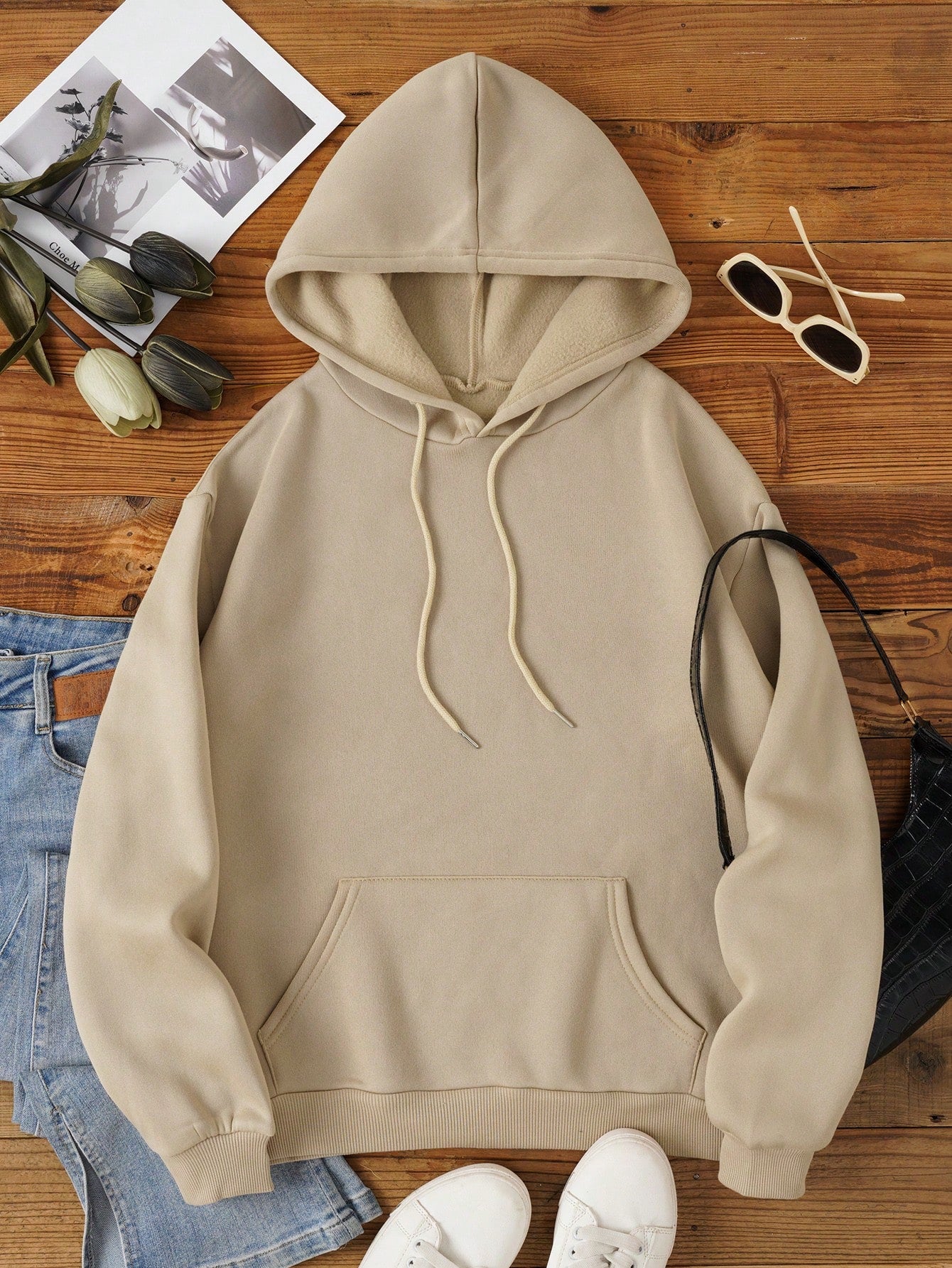 Kangaroo Pocket Drawstring Thermal Lined Hoodie