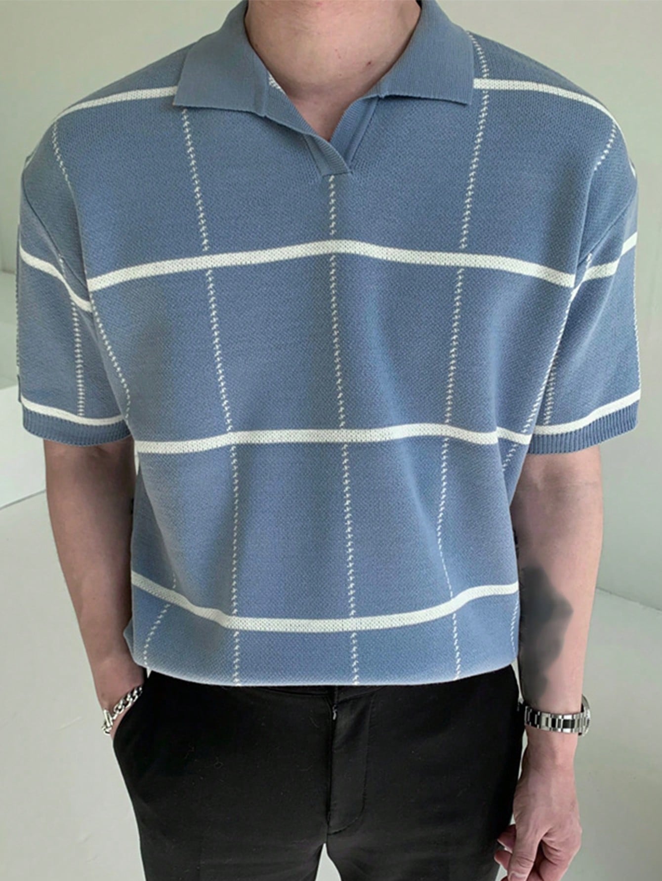 Men Plaid Pattern Polo Shirt