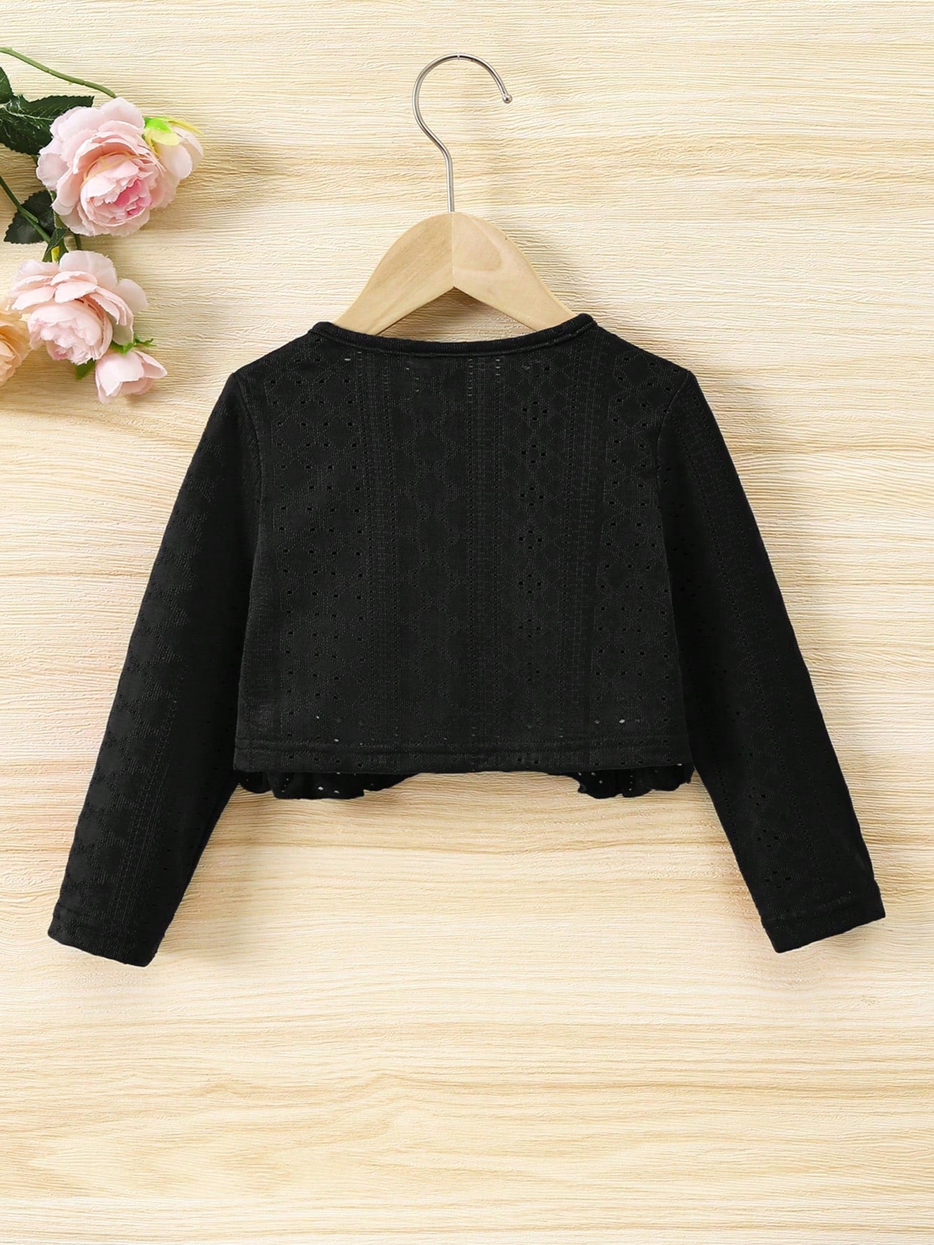 Young Girl Ruffle Trim Button Front Crop Jacket