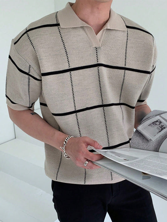 Men Plaid Pattern Polo Shirt