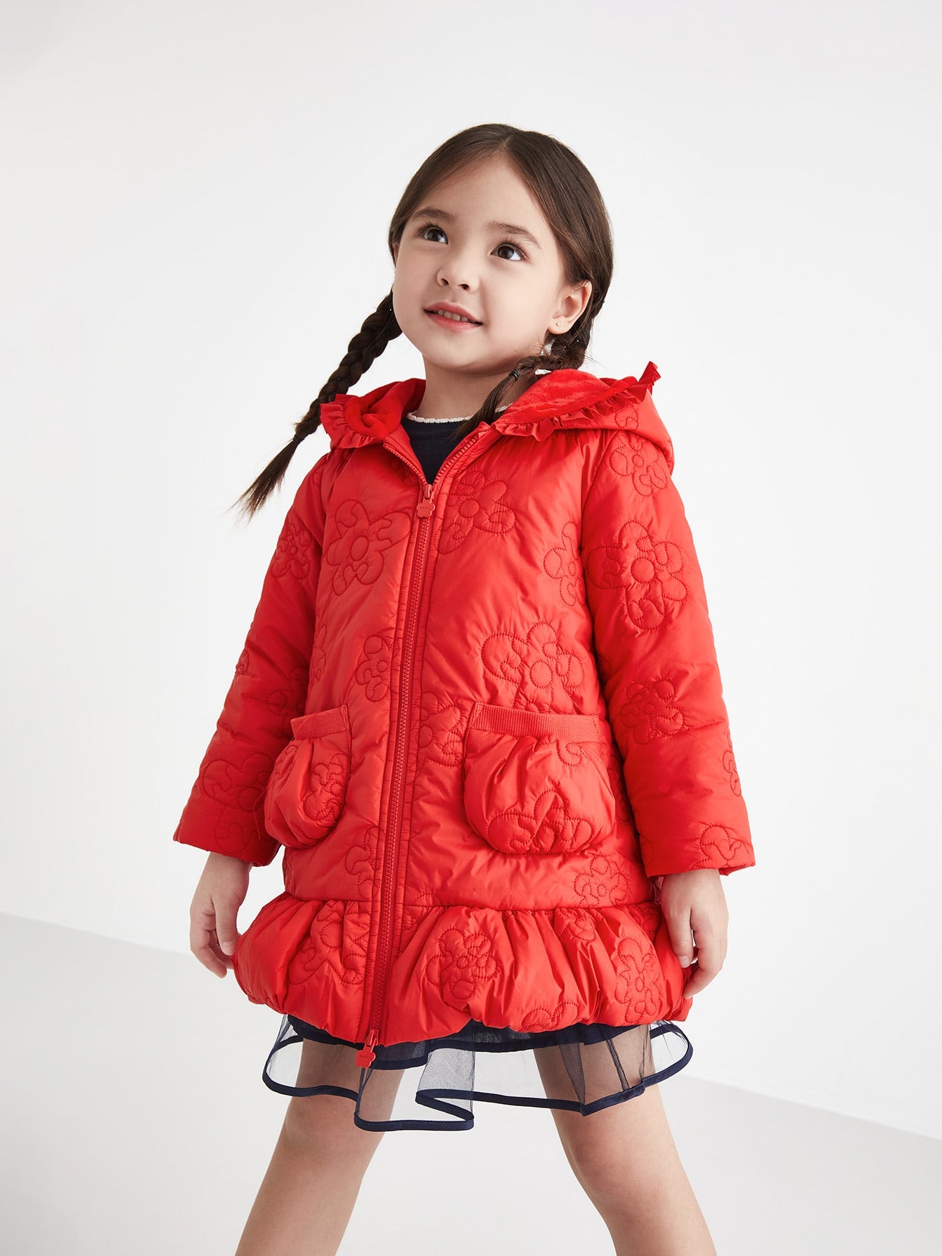 Girls' Mid-Length Coat, Blue