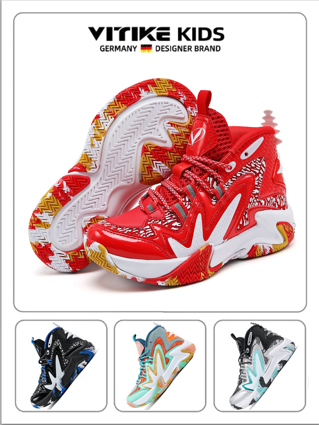 High Top Children's Basketball Shoes Shock Absorption And Anti Slip Sports Shoes Boys And Girls' Outdoor Training Basketball Shoes