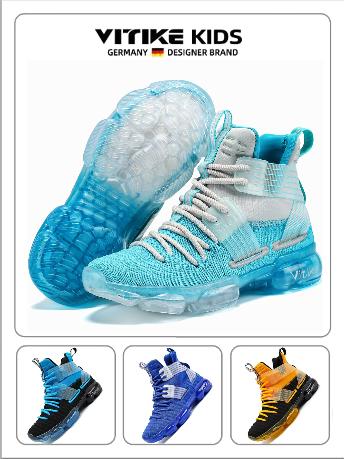 New Children's Basketball Shoe Boys' Shoe Autumn And Winter Air Cushion Professional Training High Top Ankle Protection Shoe