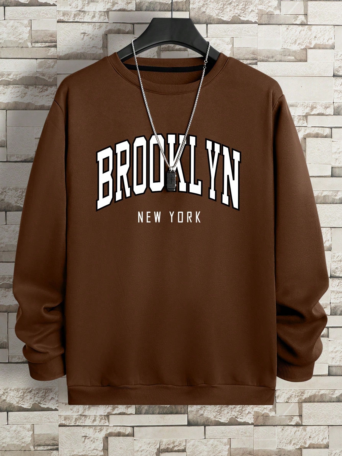 Men's Boston Printed Round Neck Sweatshirt