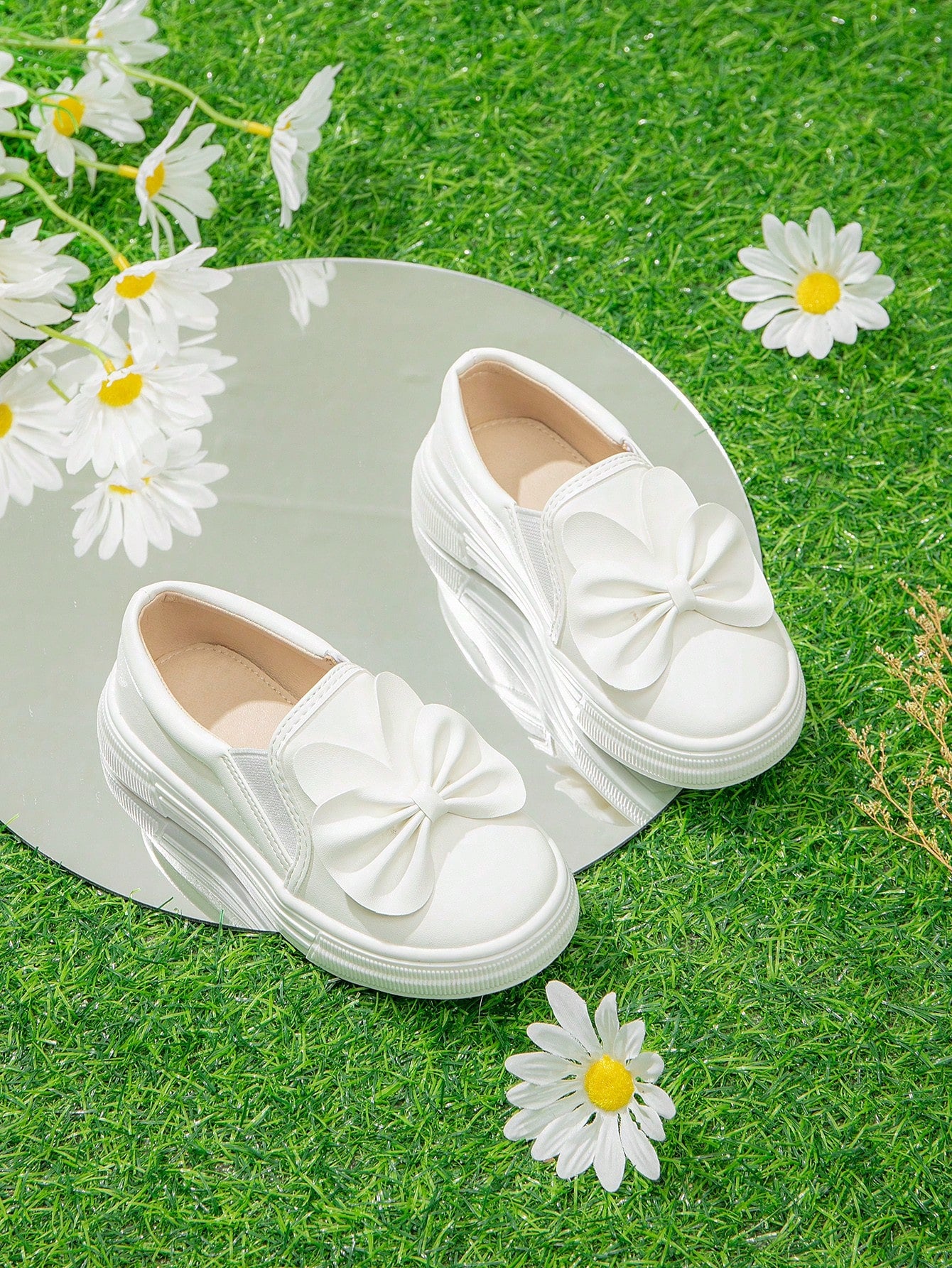 Baby Girls' Slip-on Casual Shoes With Bow Decoration