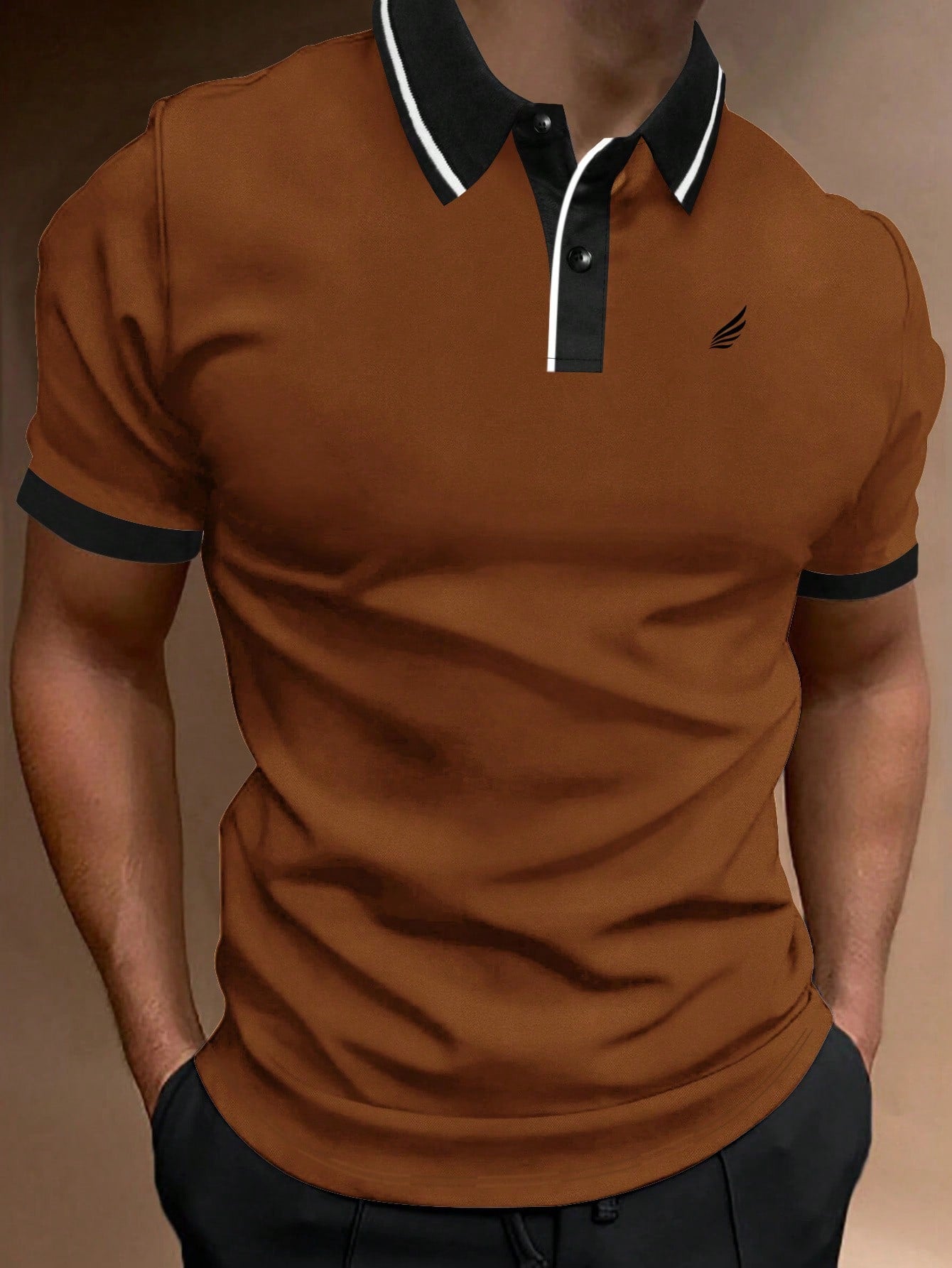 Men Contrast Trim Polo Shirt